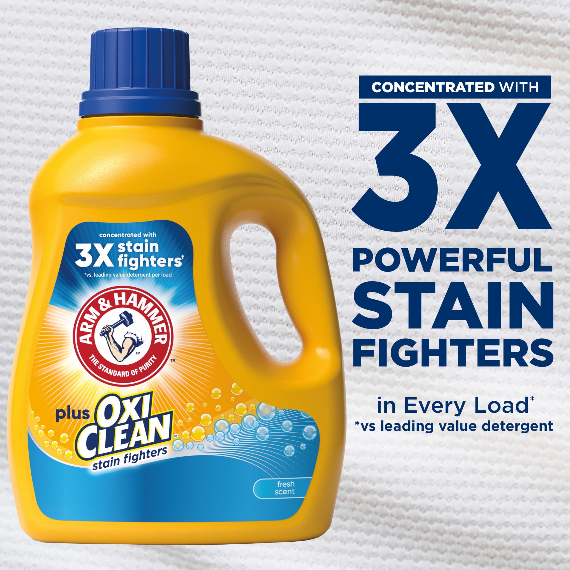 ARM & HAMMER Plus OxiClean Stain Fighters Liquid Laundry Detergent, Fresh Scent, 77 Loads