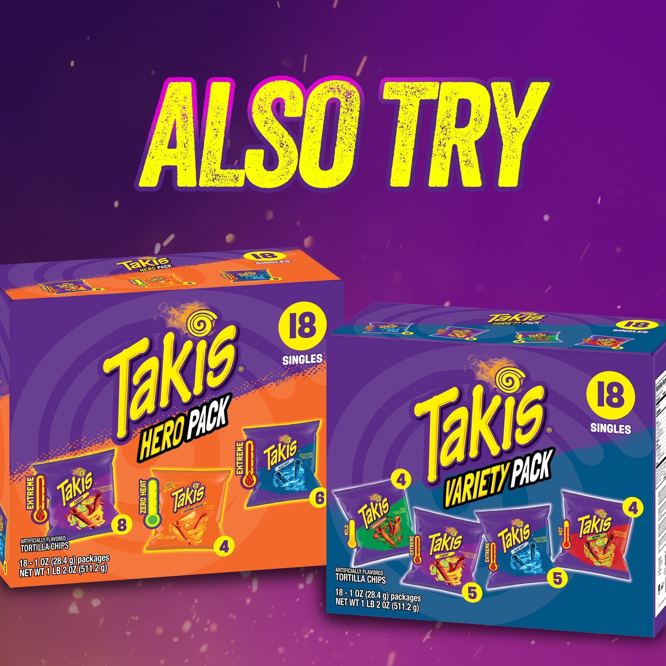 Takis Fuego Mini 25 pc / 1.23 oz Bite Size Multipack, Hot Chili Pepper & Lime Rolled Tortilla Chips