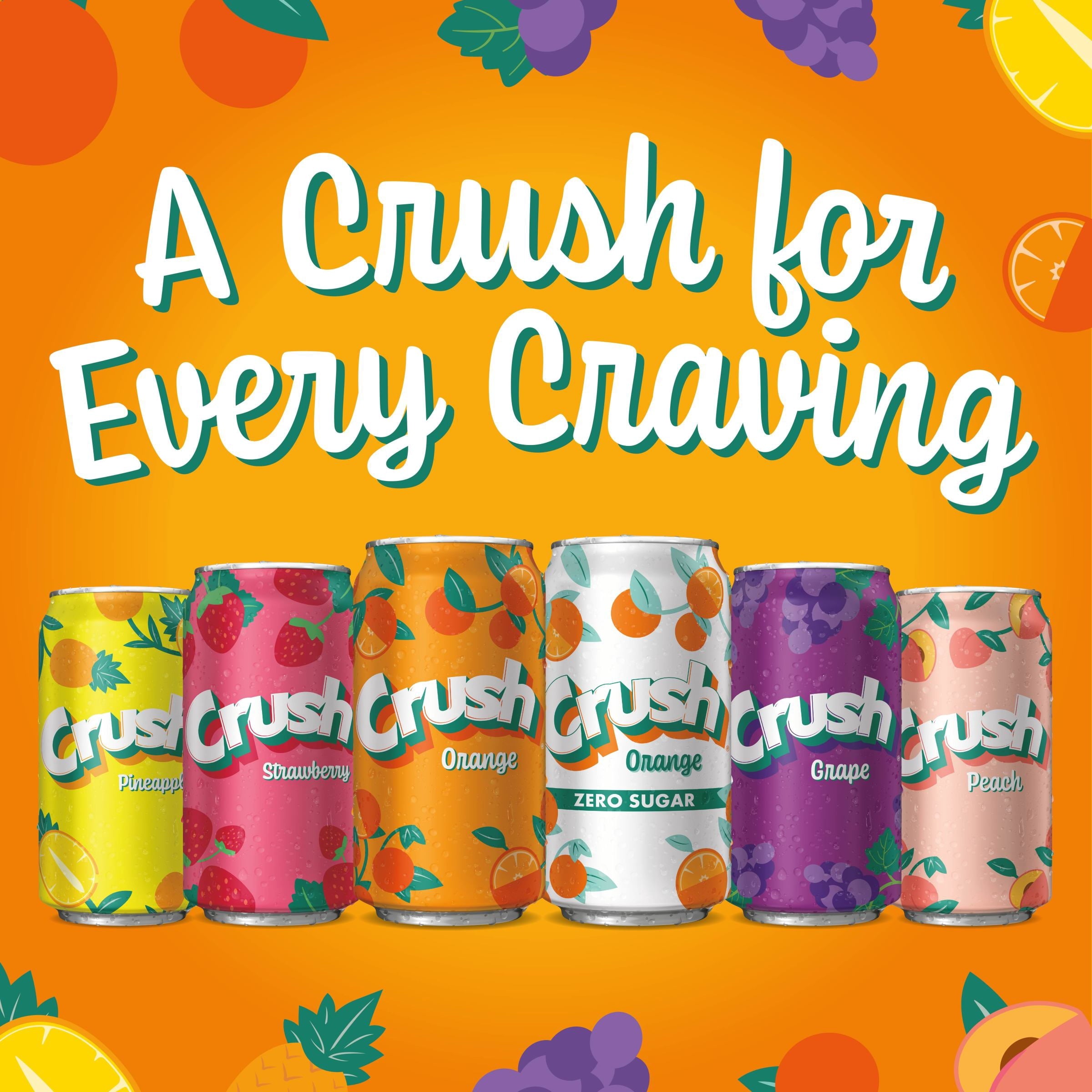 Crush Caffeine Free Zero Sugar Orange Soda Pop, 12 fl oz, 12 Pack Cans