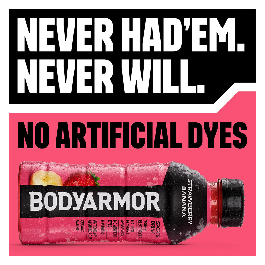 BODYARMOR Strawberry Banana Sports Drink Bottles, 12 fl oz, 8 Pack