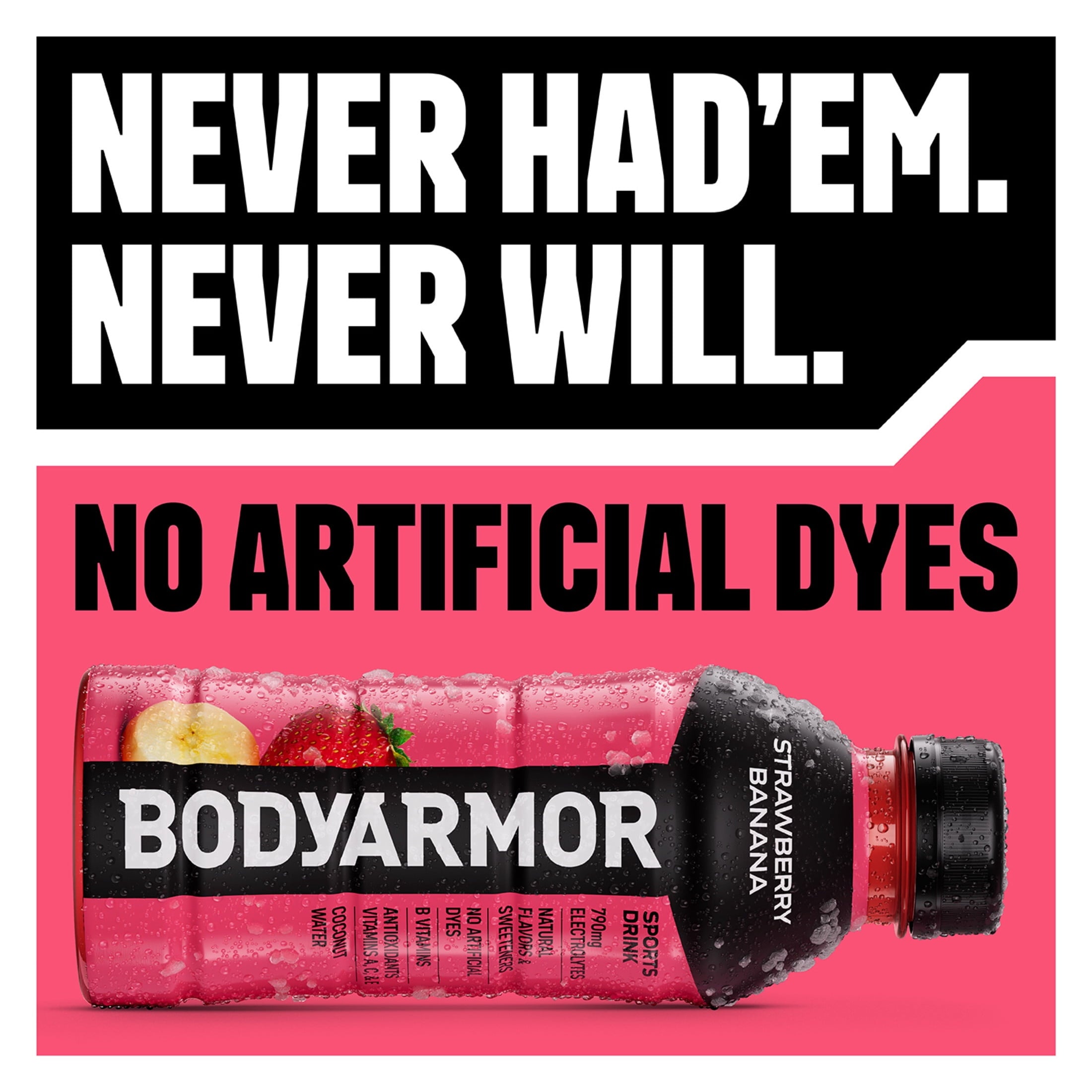 BODYARMOR Strawberry Banana Sports Drink Bottles, 12 fl oz, 8 Pack
