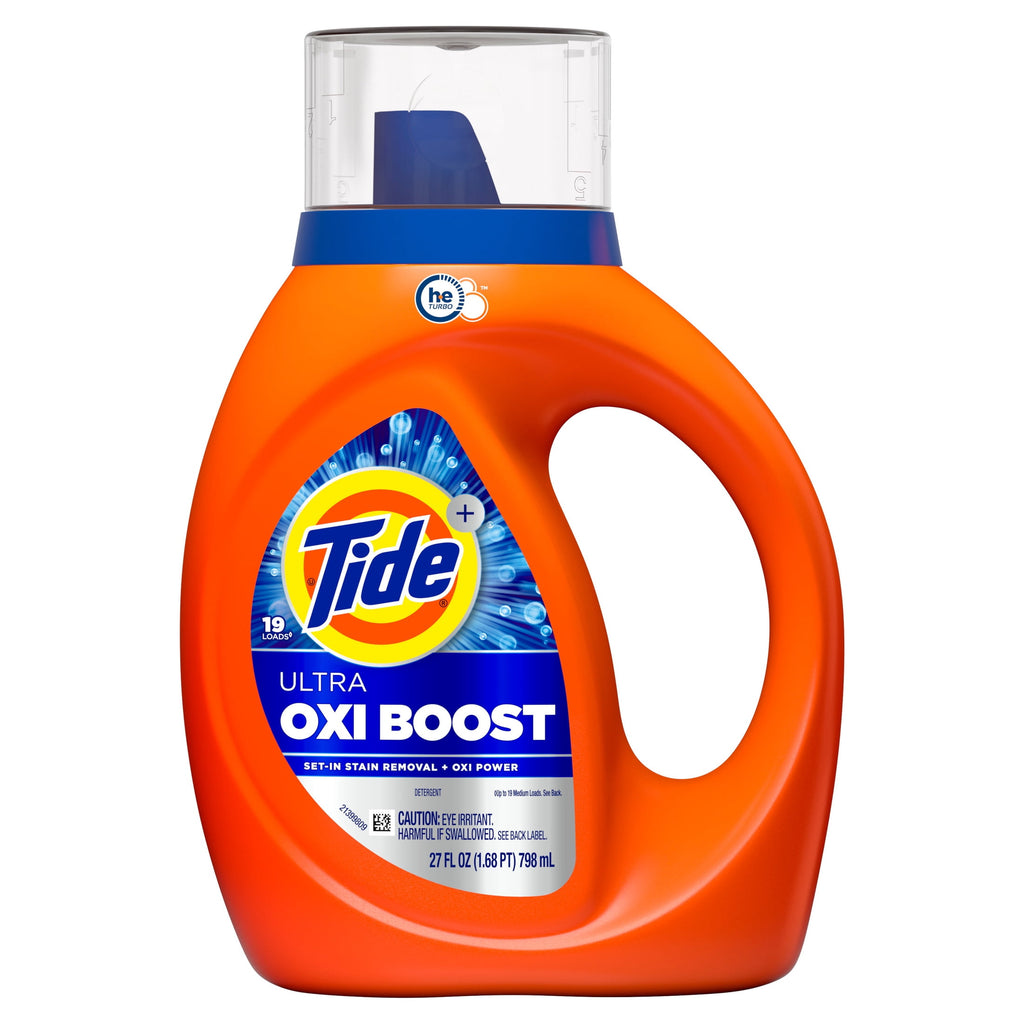 Tide Laundry Detergent Liquid with Ultra Oxi Boost, Advanced Stain Remover, 27 fl oz, 19 Loads