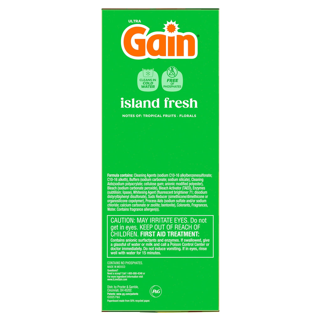Gain Powder Laundry Detergent, Island Fresh Scent, 123 oz, 133 Loads