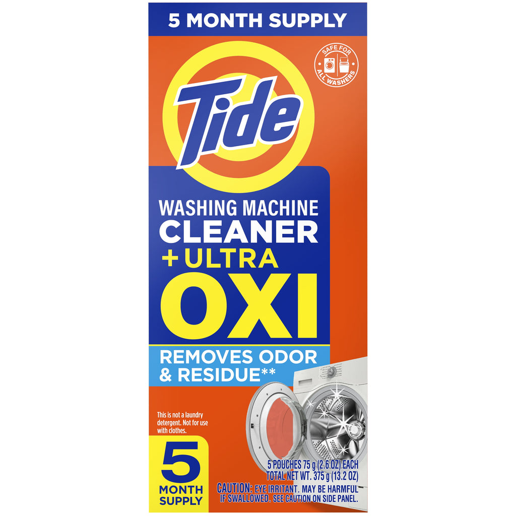Tide Washing Machine Cleaner with Oxi Powder, Odor Eliminator and Washer Residue Remover, 5 Count