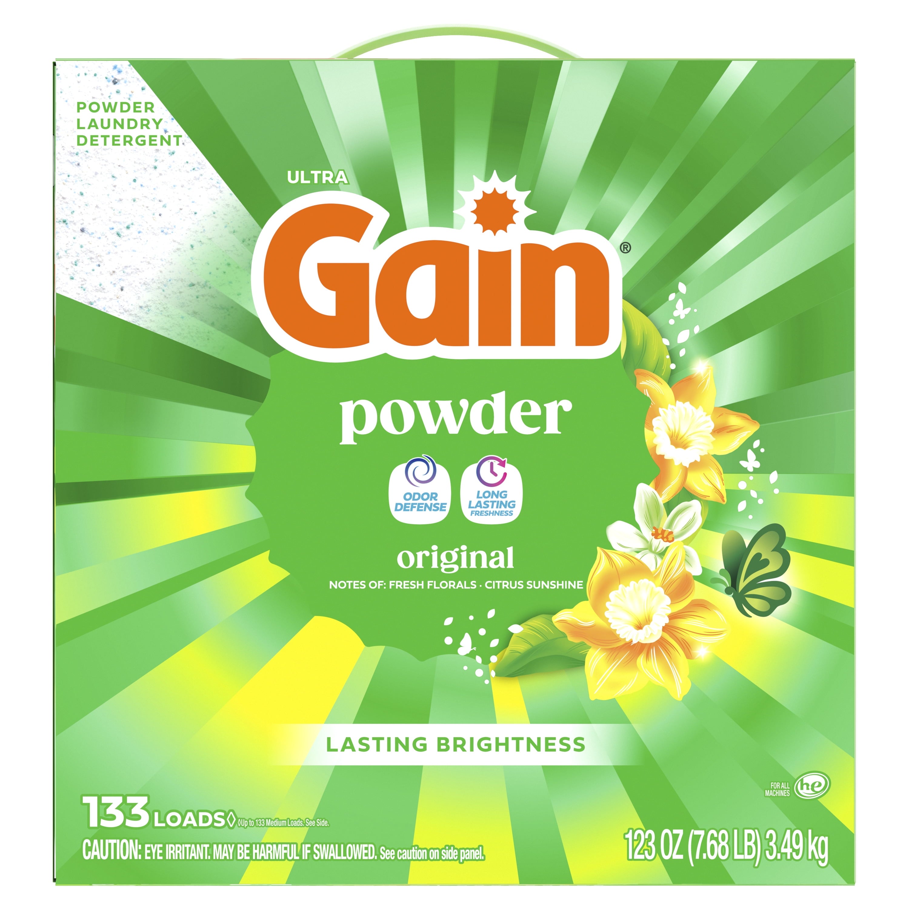 Gain Powder Laundry Detergent, Original Scent, 123 oz, 133 Loads