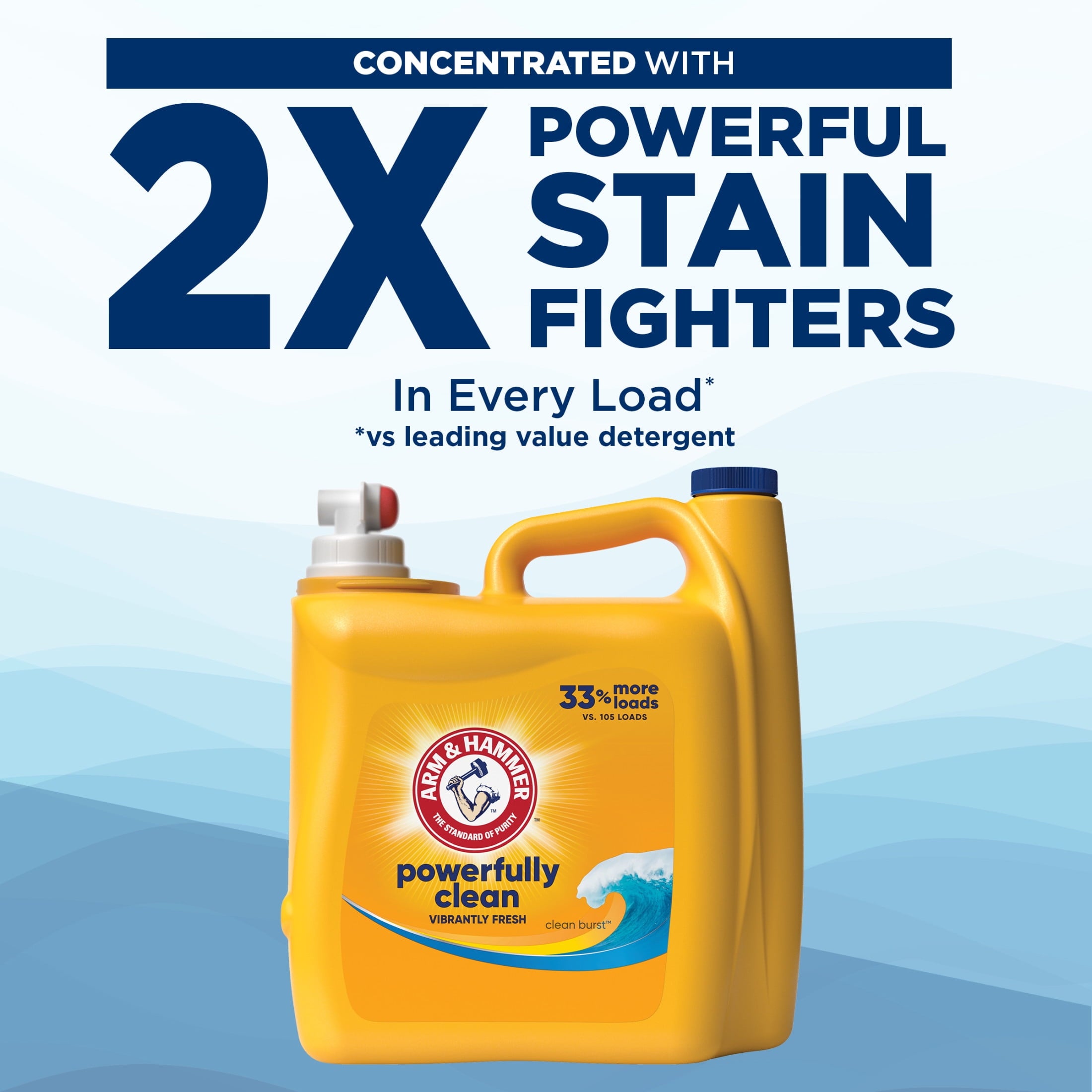ARM & HAMMER Powerfully Clean Liquid Laundry Detergent Soap, Clean Burst, 200 fl oz, 200 Loads