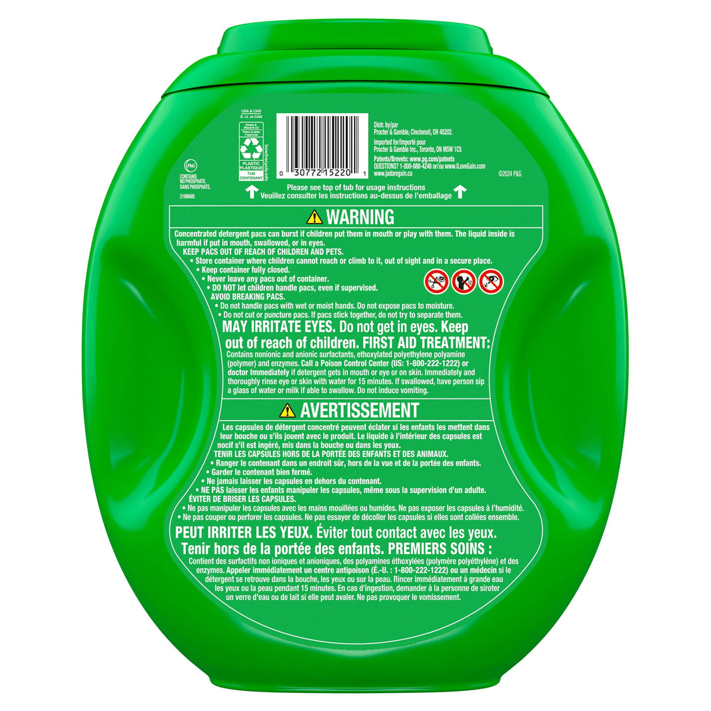 Gain Flings Laundry Detergent Soap Pacs, 4-in-1 Oxi Boost and Febreze, Original Scent, 102 Count