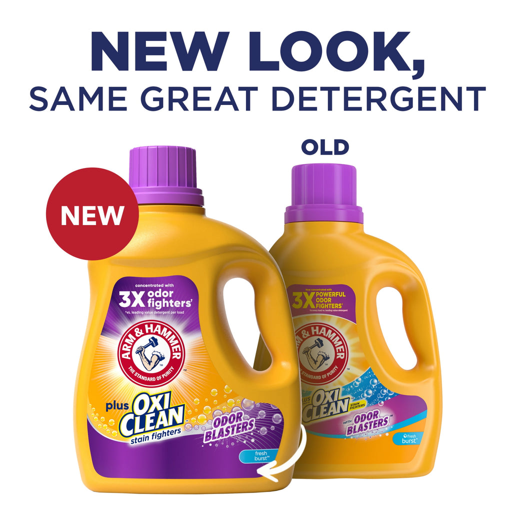 ARM & HAMMER Plus OxiClean Odor Blasters Fresh Burst, Liquid Laundry Detergent, 128 Loads