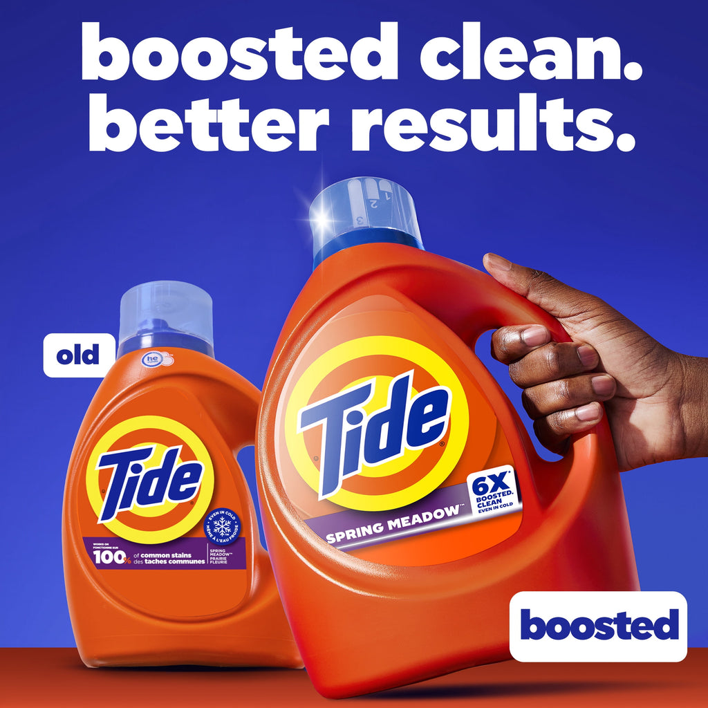 Tide Laundry Detergent Liquid with 6X Boosted Cleaning Power, Spring Meadow Scent, 80 fl oz, 64 Loads