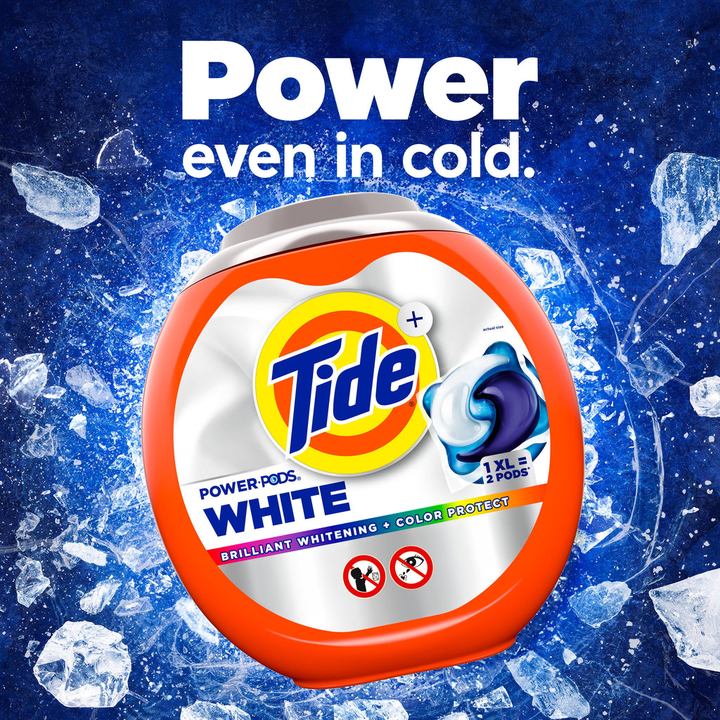 Tide Power PODS White Laundry Detergent Pacs, Brilliant Whitening + Color Protect, 18 Count