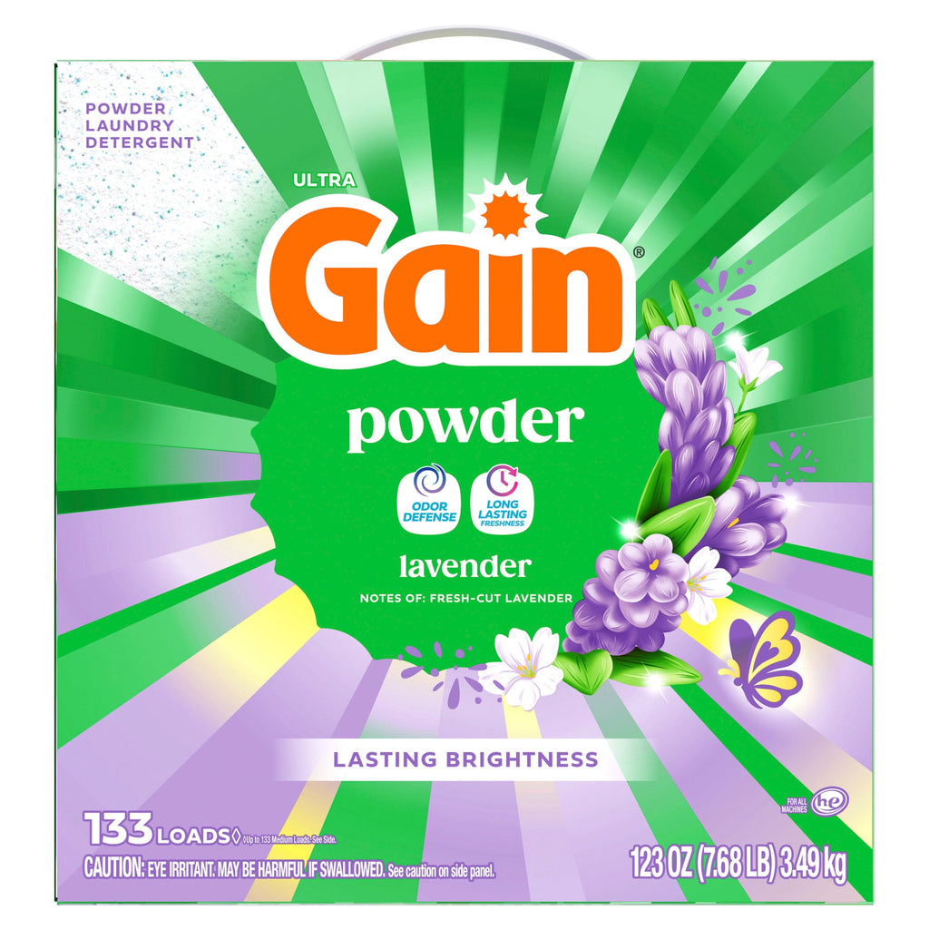 Gain Powder Laundry Detergent, Lavender Scent, 123 oz, 133 Loads