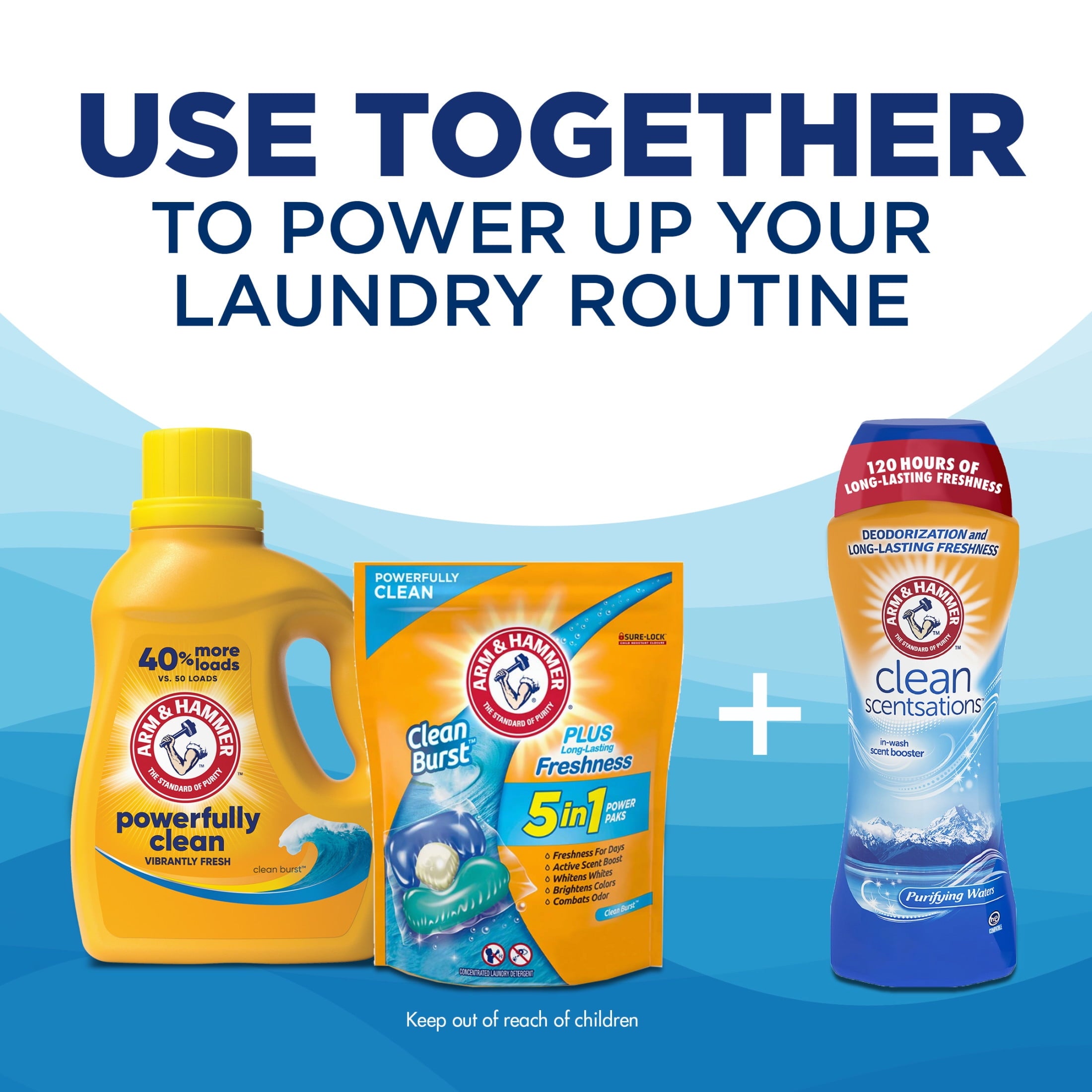 ARM & HAMMMER Liquid Laundry Detergent Soap, Clean Burst Fresh, 33 fl oz, 33 Loads