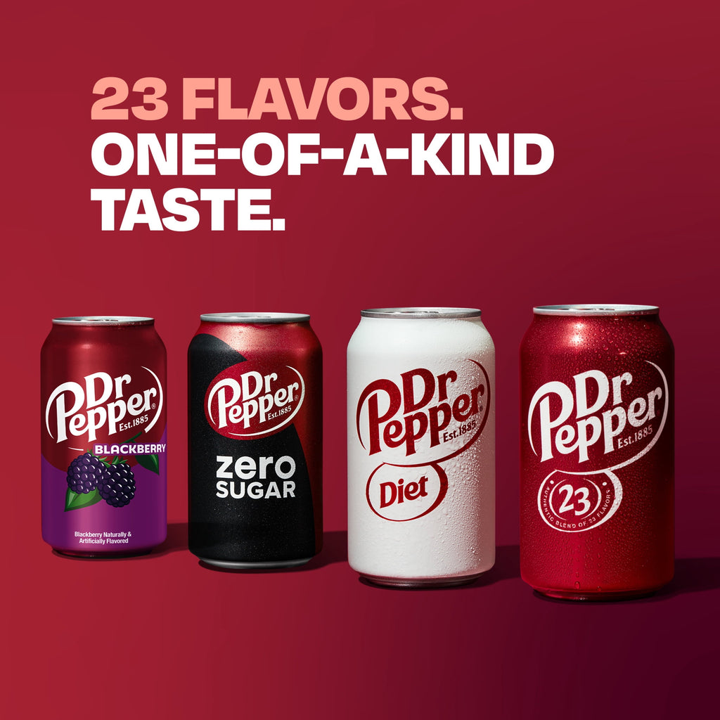 Diet Dr Pepper Soda Pop, 12 fl oz, 12 Pack Cans