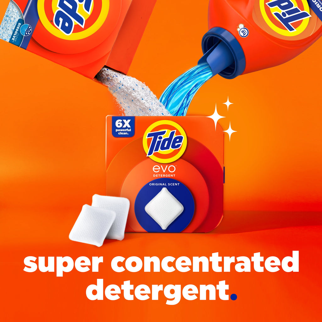 Tide evo Laundry Detergent Tiles, 100% Concentrated, Original Tide Scent, 16 Count