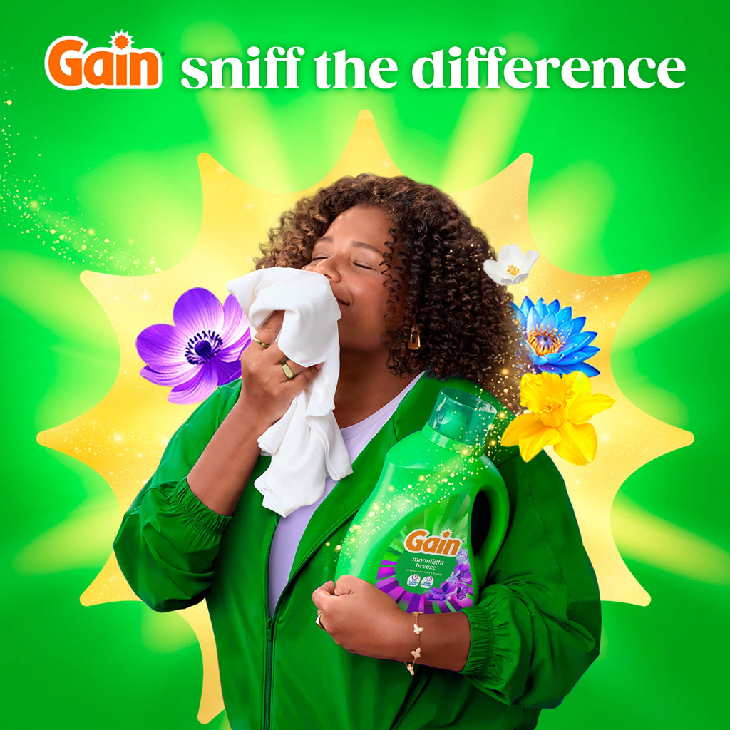 Gain Laundry Detergent Liquid, Now with Odor Defense, Moonlight Breeze Scent, 39 fl oz, 29 Loads