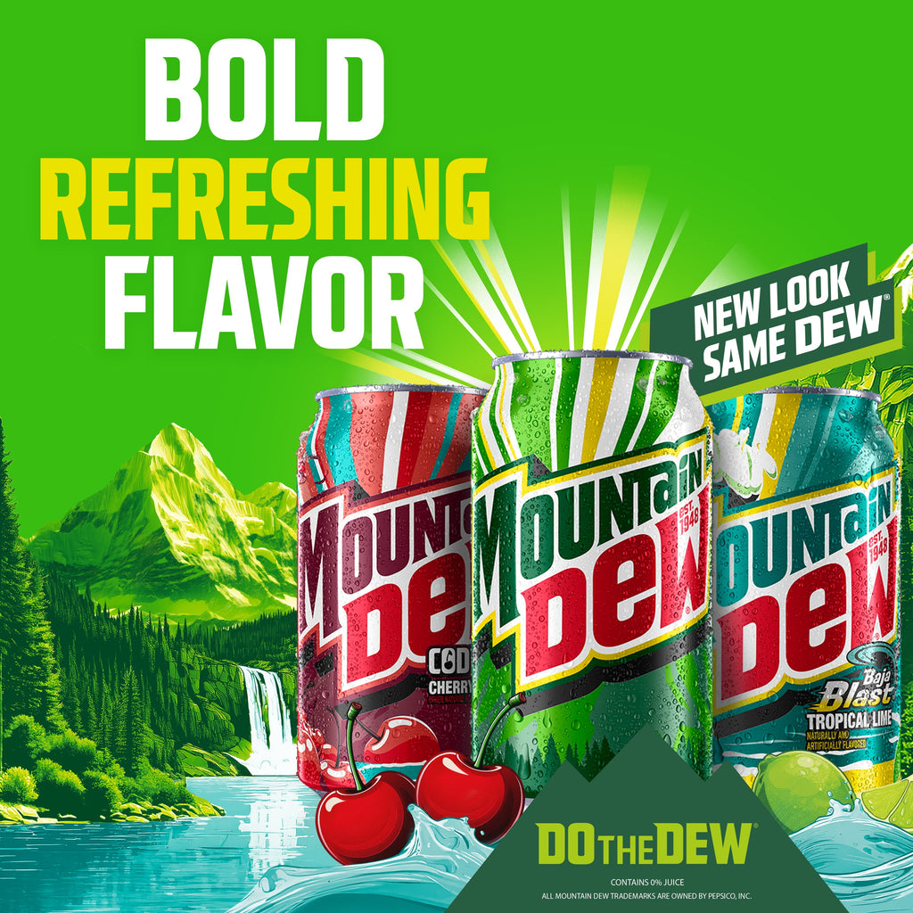 Mountain Dew Flavored Soda Pop Variety Pack, Original, Code Red, Voltage, 12 Ounce Cans, 18 Count