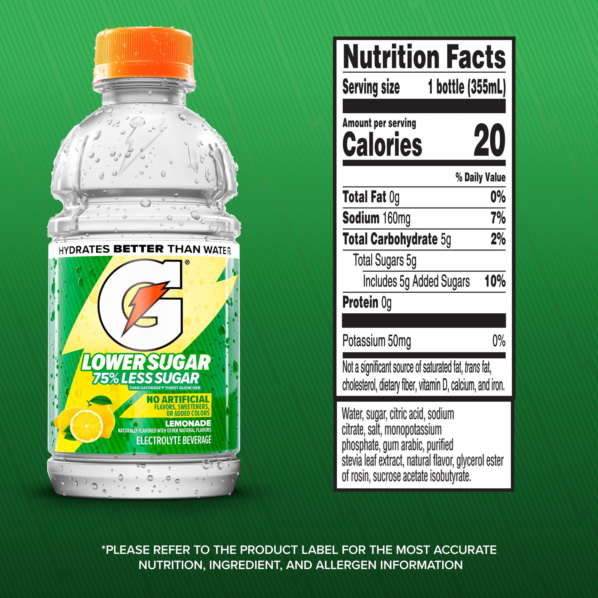 Gatorade Lower Sugar, No Artificials Fruit Punch Flavored Electrolyte Sports Drink, 12 fl oz Bottle, (12 pack), 75% Less Sugar, Hydration