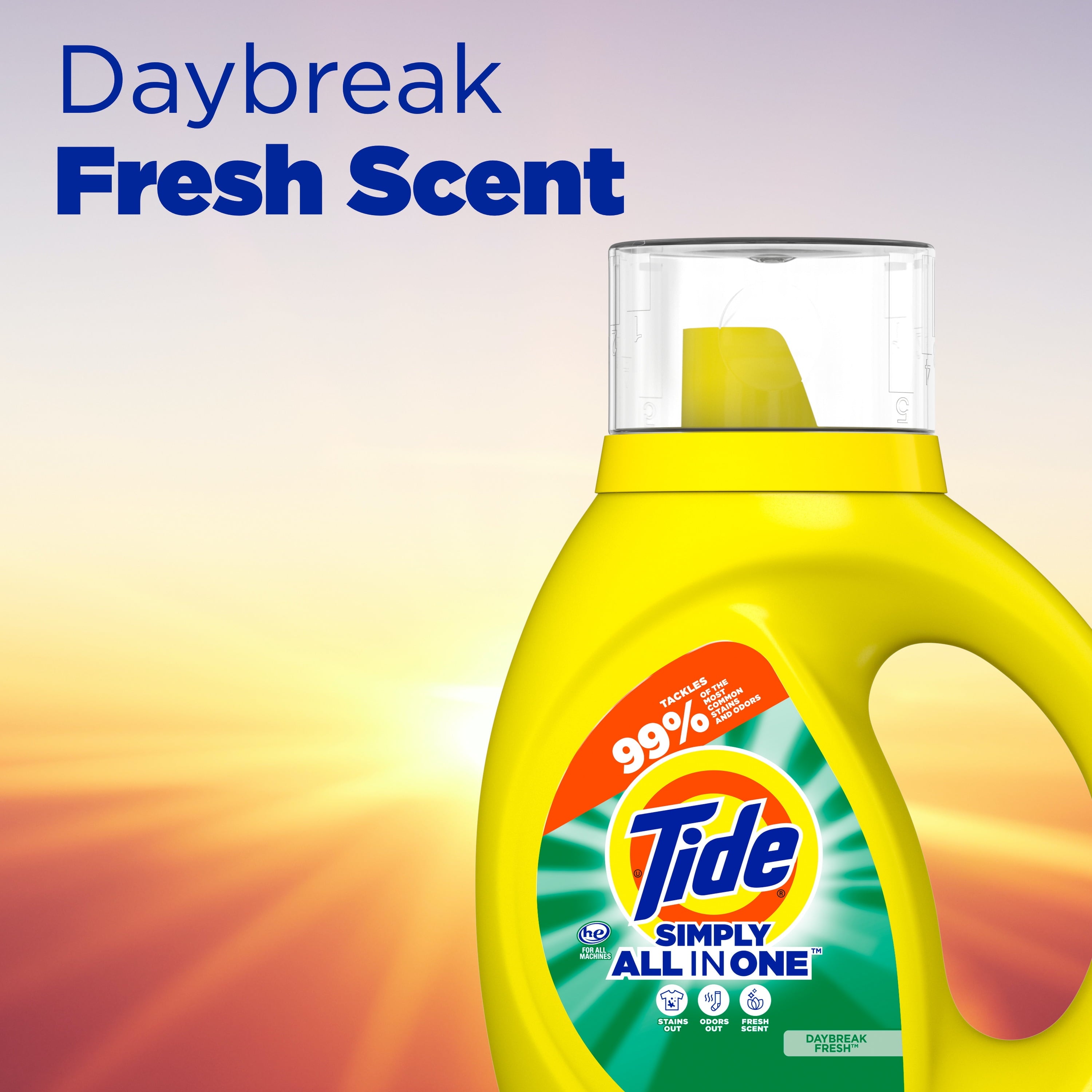 Tide Simply Liquid Laundry Detergent, All-In-One, Daybreak Fresh Scent, 173 fl oz, 138 Loads