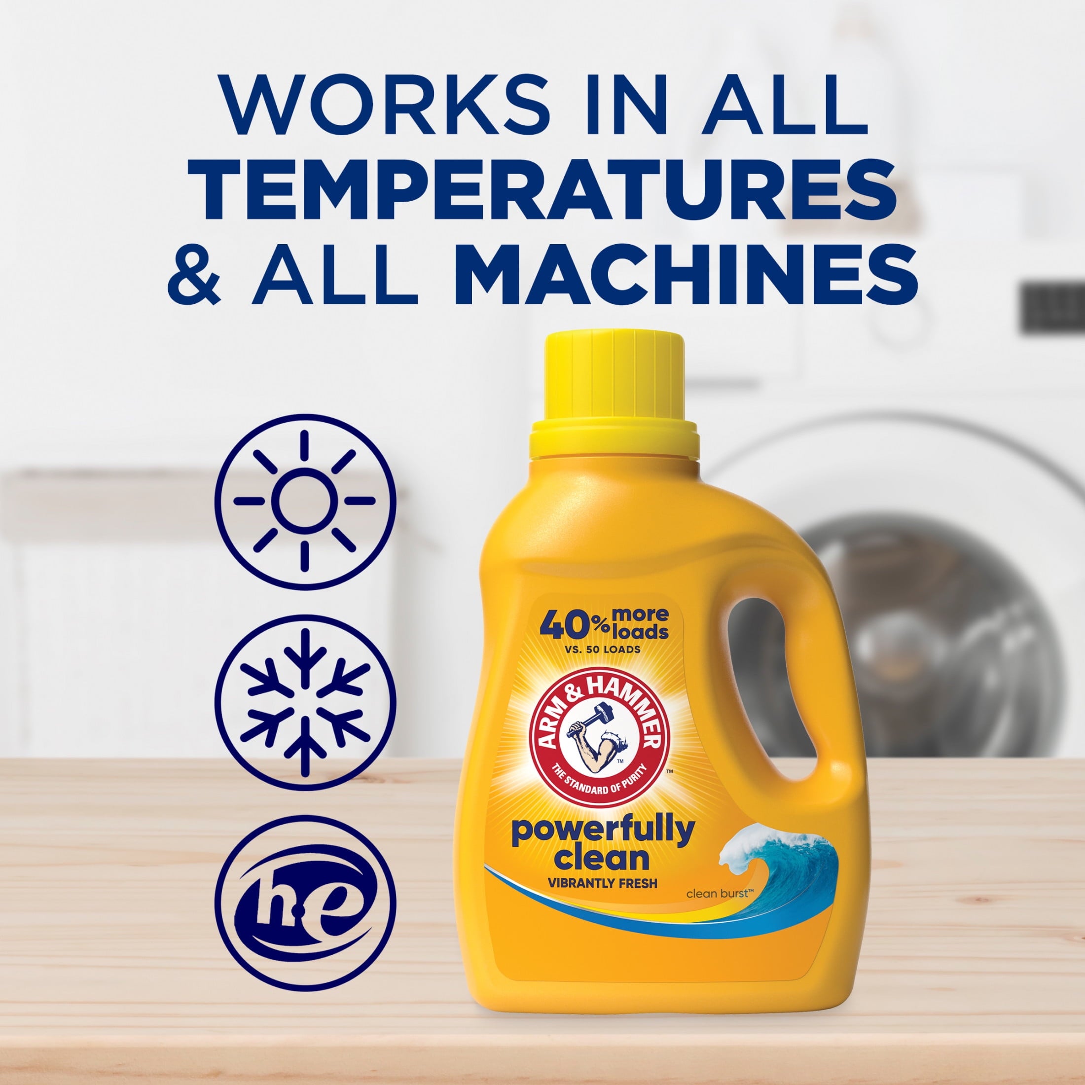 ARM & HAMMMER Liquid Laundry Detergent Soap, Clean Burst Fresh, 33 fl oz, 33 Loads