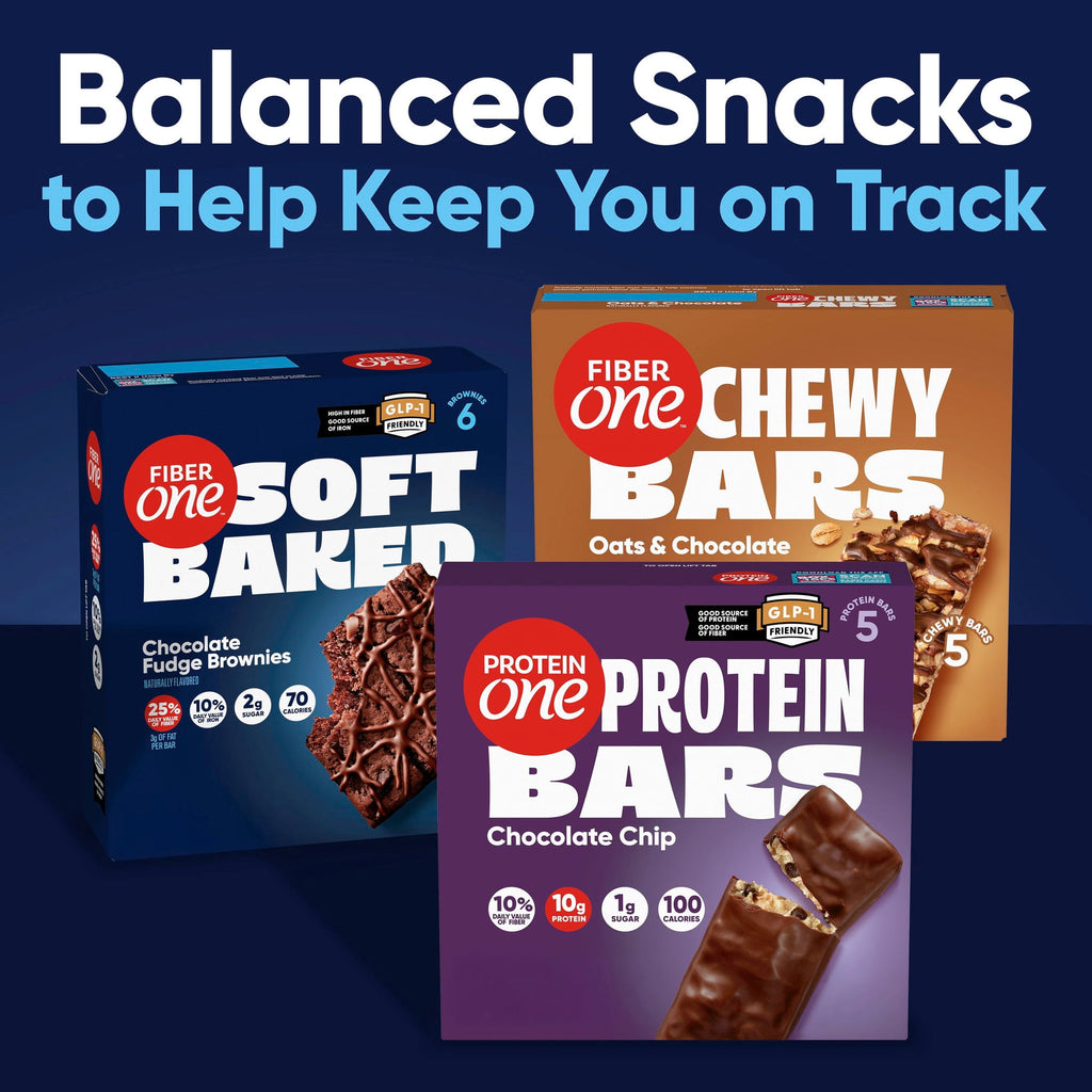Fiber One Soft Baked Chocolate Chip Cookie Bars, Fiber Snacks, Value Pack, 12 Ct, 10.6 oz
