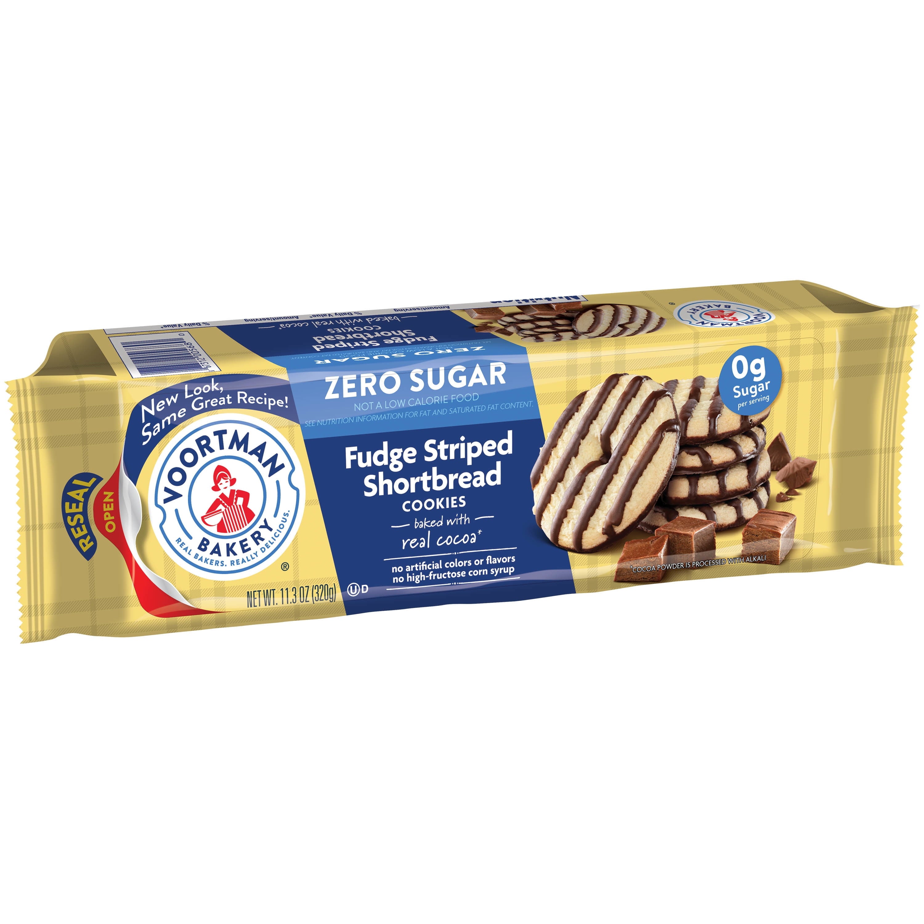 VOORTMAN Bakery Zero Sugar Fudge Striped Shortbread Cookies 11.3 oz