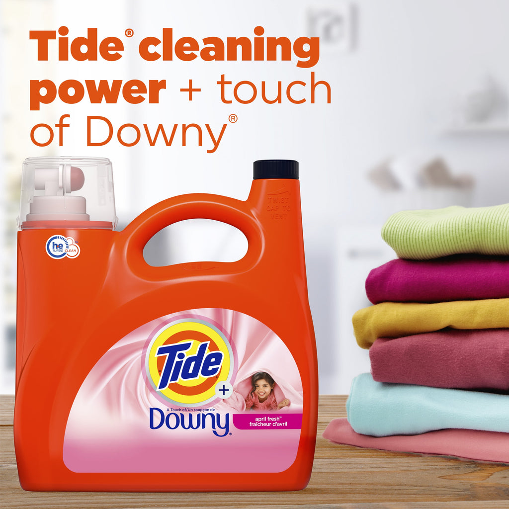 Tide Plus a Touch of Downy Liquid Laundry Detergent, April Fresh Scent, 94 Loads, 132 fl oz
