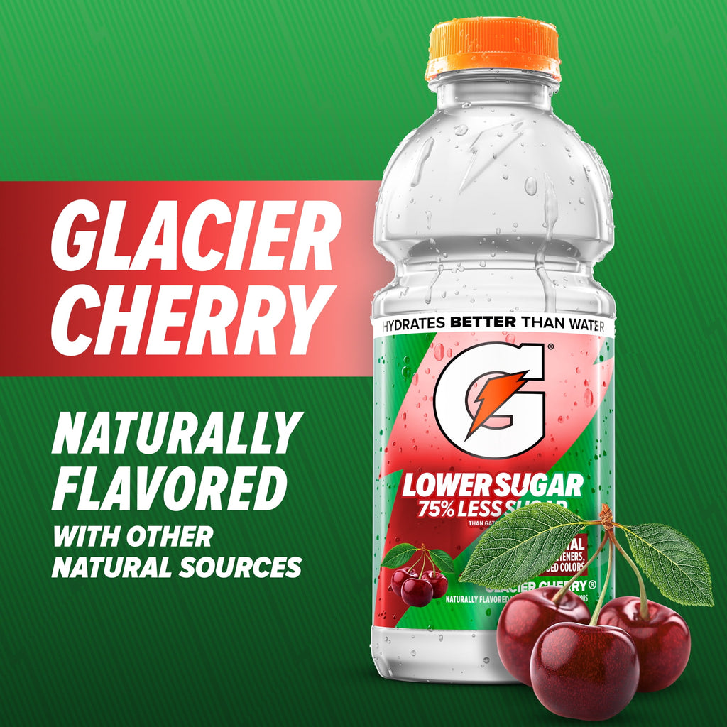 Gatorade Lower Sugar, No Artificials Fruit Punch Flavored Electrolyte Sports Drink, 12 fl oz Bottle, (12 pack), 75% Less Sugar, Hydration
