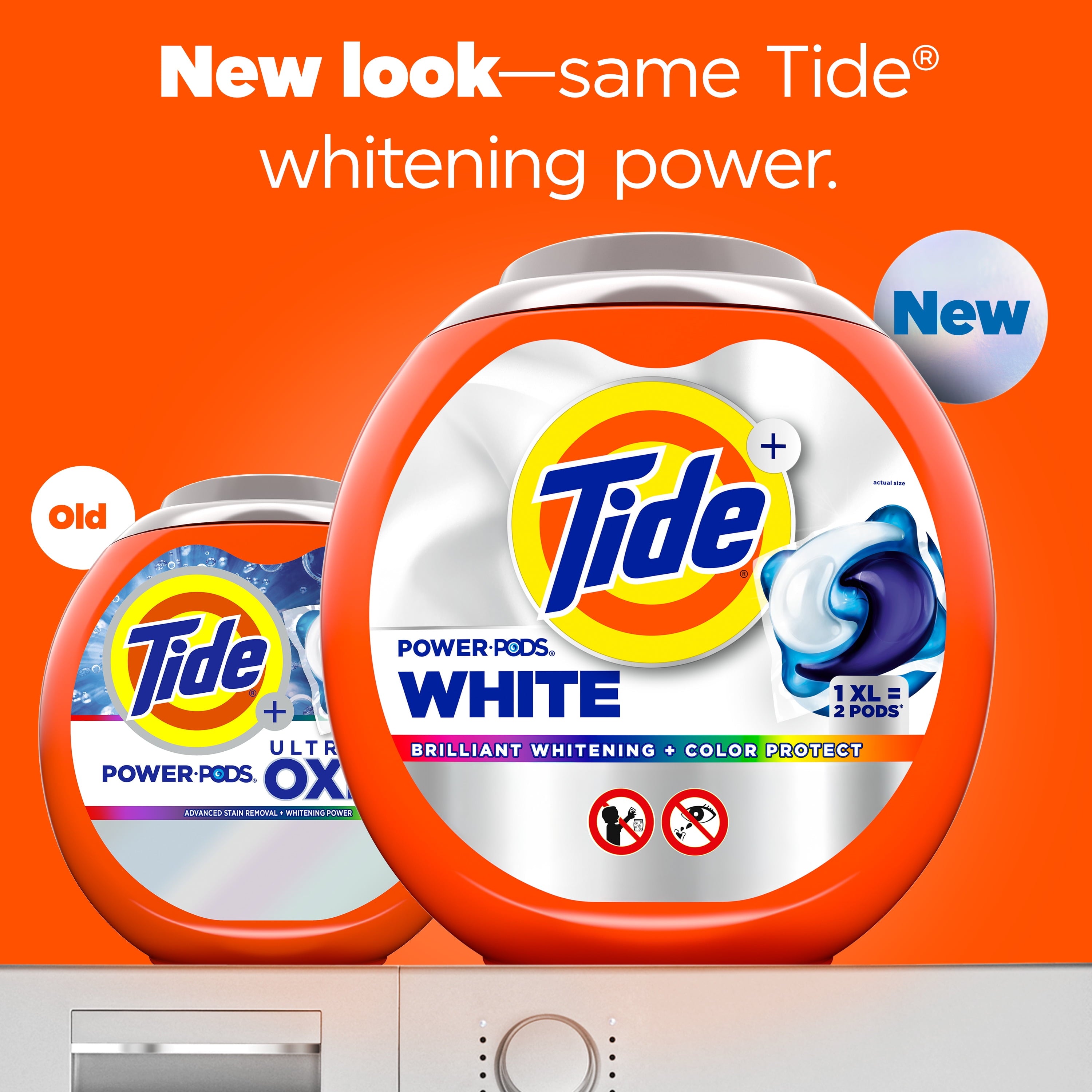 Tide Power PODS White Laundry Detergent Pacs, Brilliant Whitening + Color Protect, 18 Count