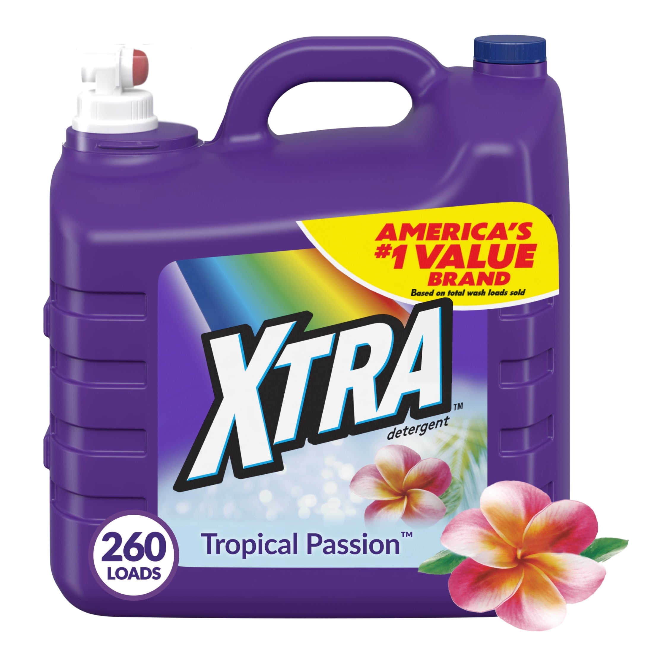 (4 pack) Xtra Tropical Passion, 260 Loads Liquid Laundry Detergent, 312 fl oz