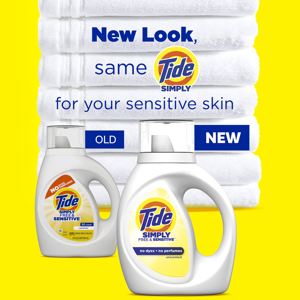 Tide Simply Liquid Laundry Detergent, Free & Sensitive, 84 fl oz, 64 Loads