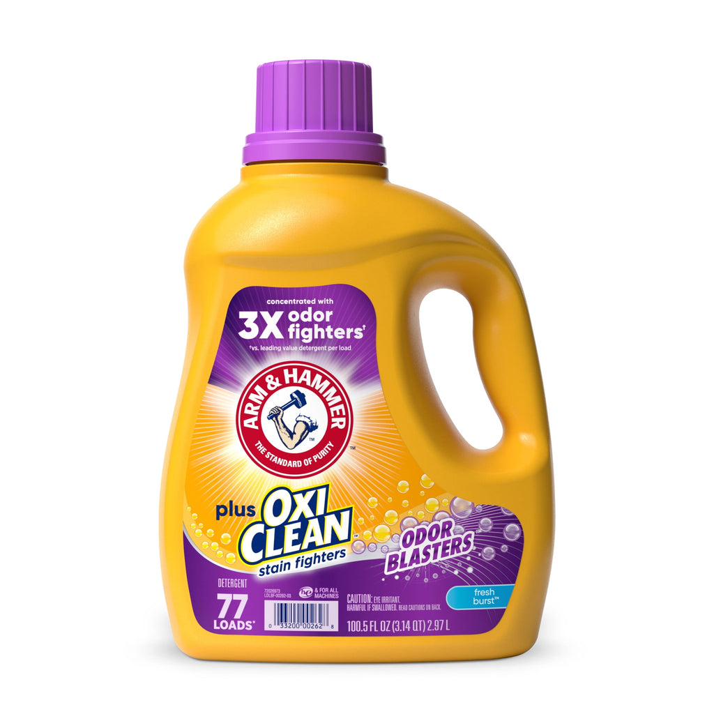 ARM & HAMMER Plus OxiClean Odor Blasters Fresh Burst, Liquid Laundry Detergent, 128 Loads