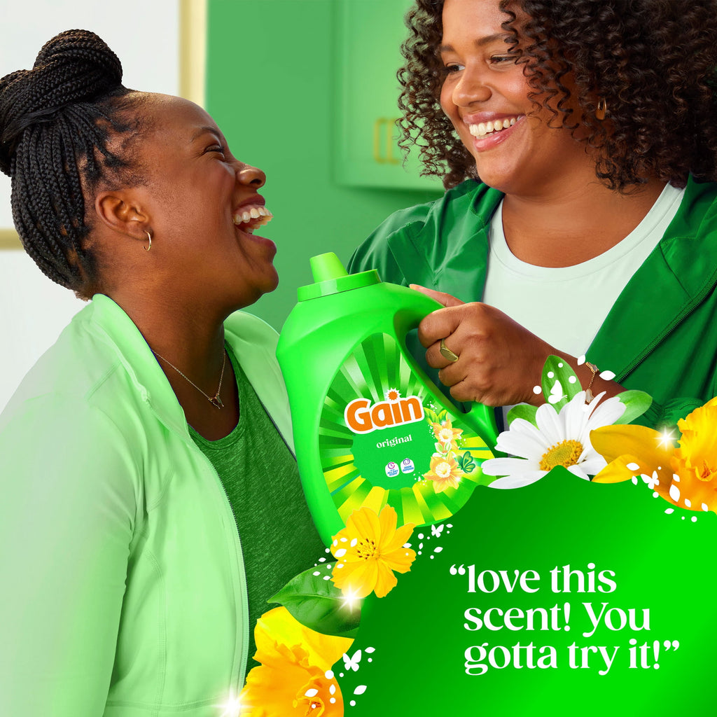 (2 pack) Gain Laundry Detergent Liquid, Now with Odor Defense, Original Scent, 81 fl oz, 61 Loads