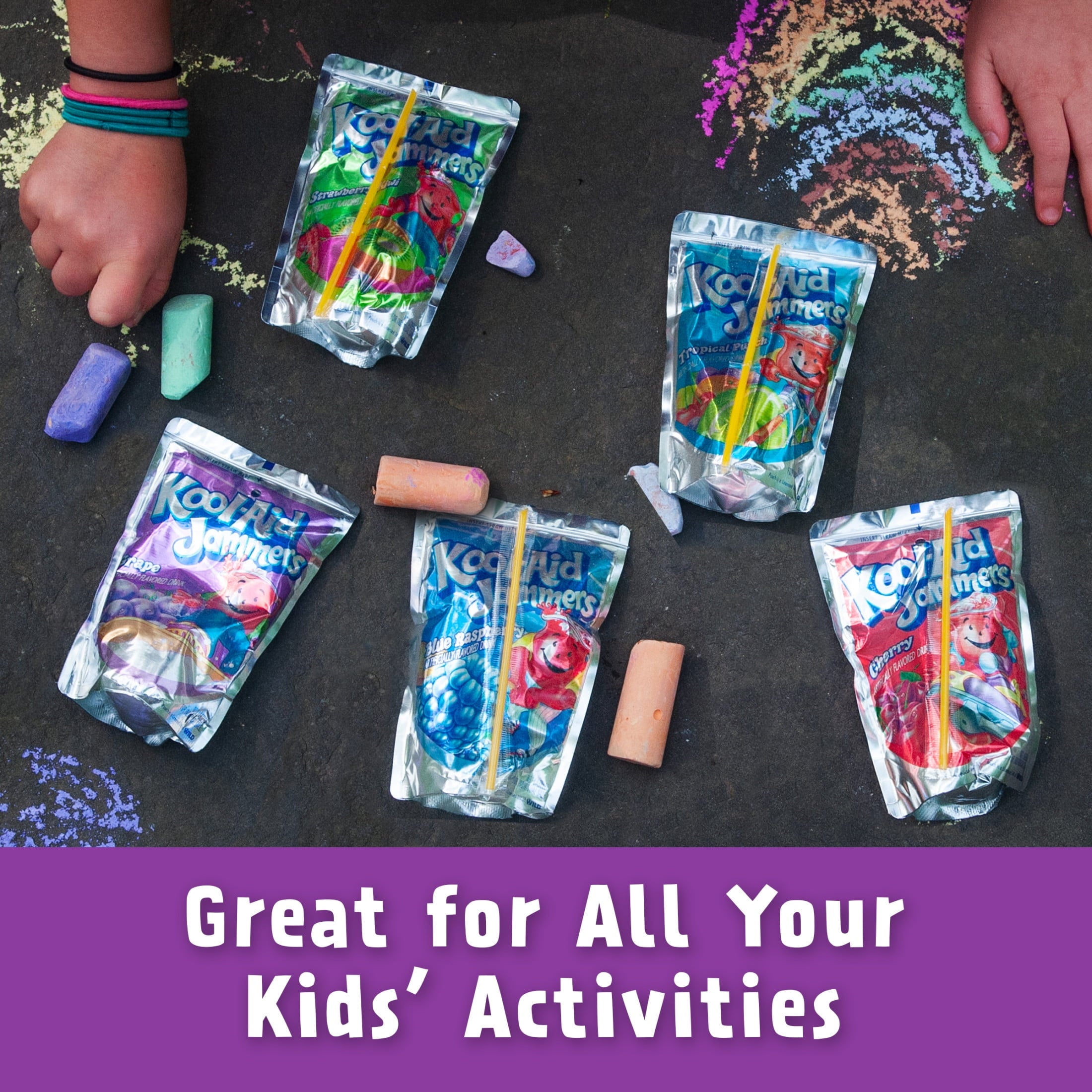 Kool-Aid Jammers Artificially Flavored Drink, 10 Pouches, for School Lunches and On-the-Go Hydration, Grape Flavor, Excellent Source of Vitamin C, 6 fl oz