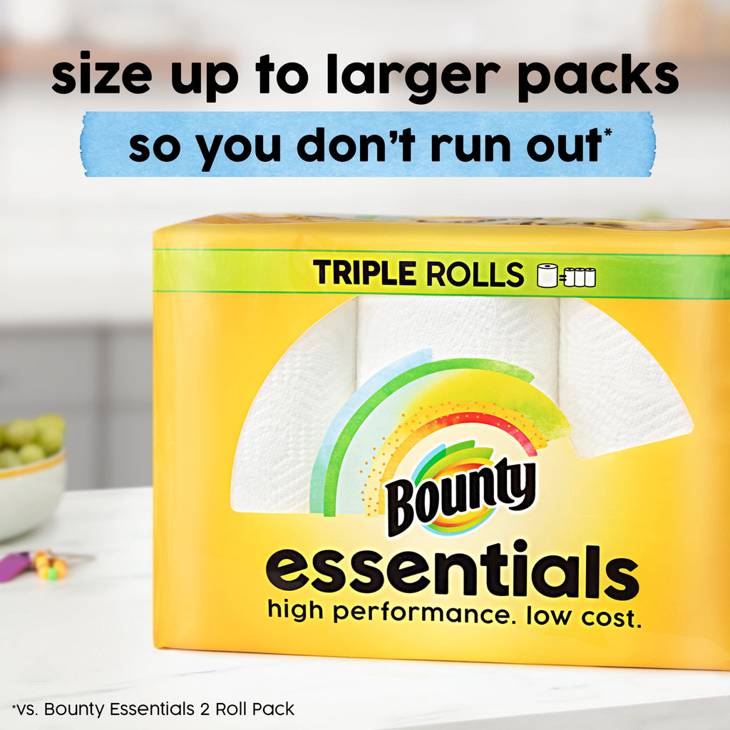 Bounty Essentials Select-A-Size Paper Towels, Double Rolls, White, 108 Sheets Per Roll, 2 Count