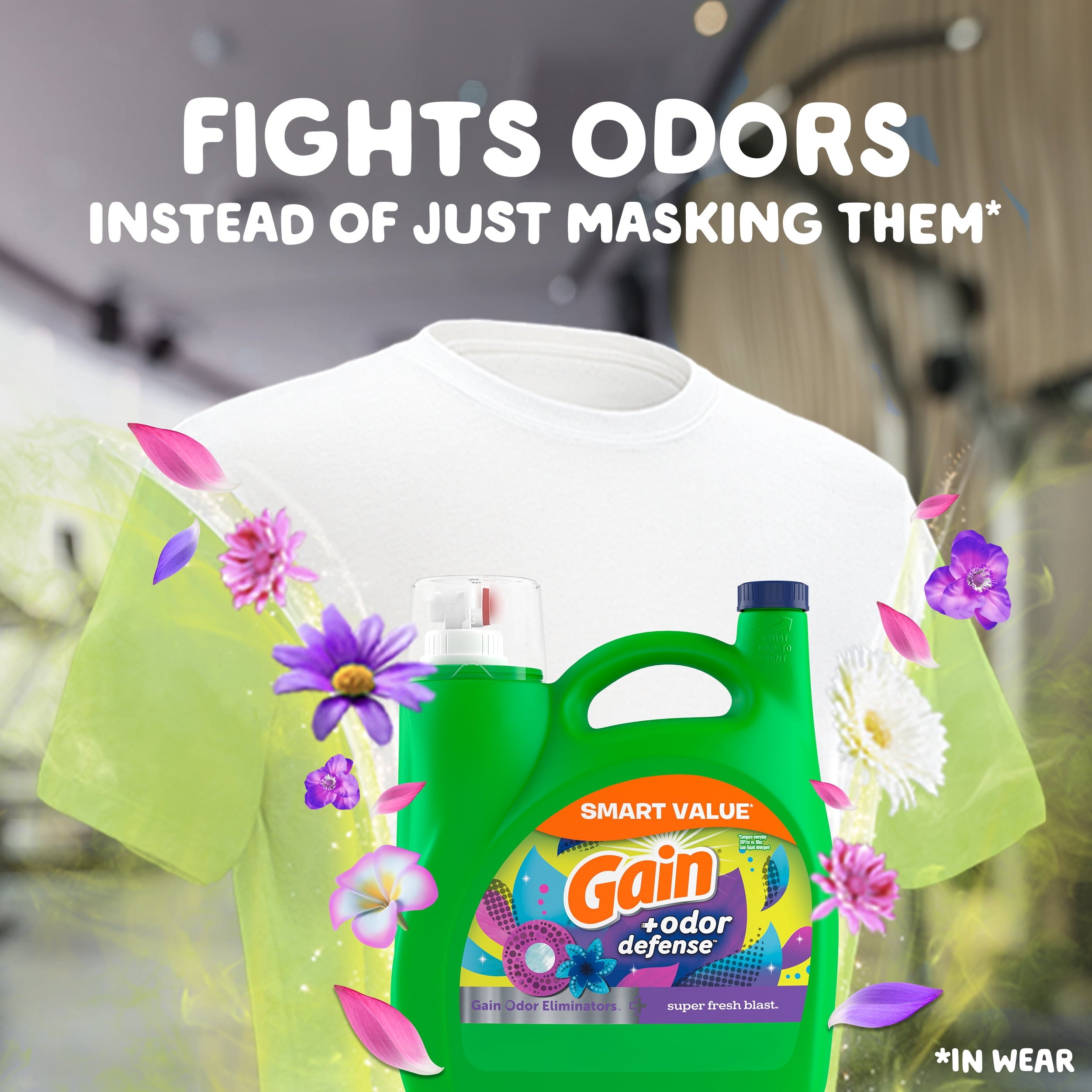 Gain Liquid Laundry Detergent Odor Defense, Super Fresh Blast Scent, 194 fl oz, 134 Loads