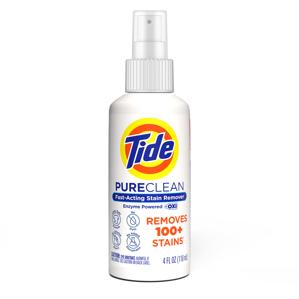 Tide PureClean Stain Remover, Enzyme Powered, With OXI, Fast-Acting and Color-Safe Formula, 4 fl oz