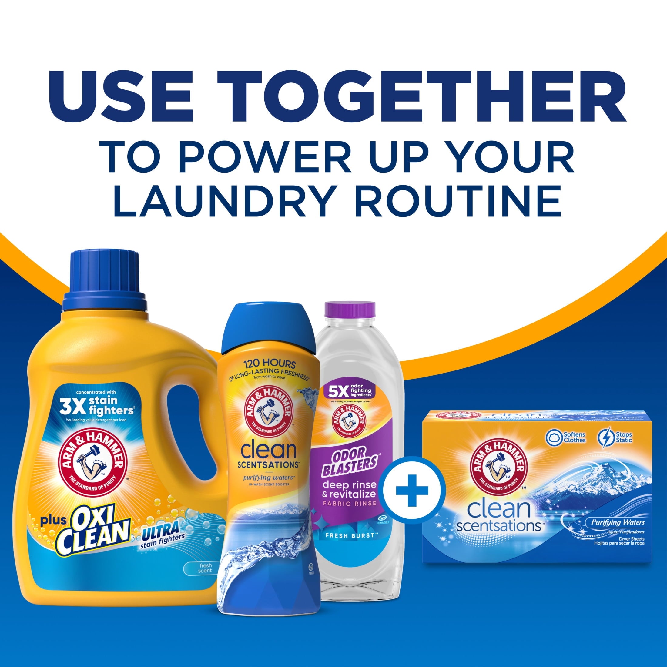 ARM & HAMMER Plus OxiClean Ultra Stain Fighters Liquid Laundry Detergent, Fresh Scent 158.6 Fl Oz