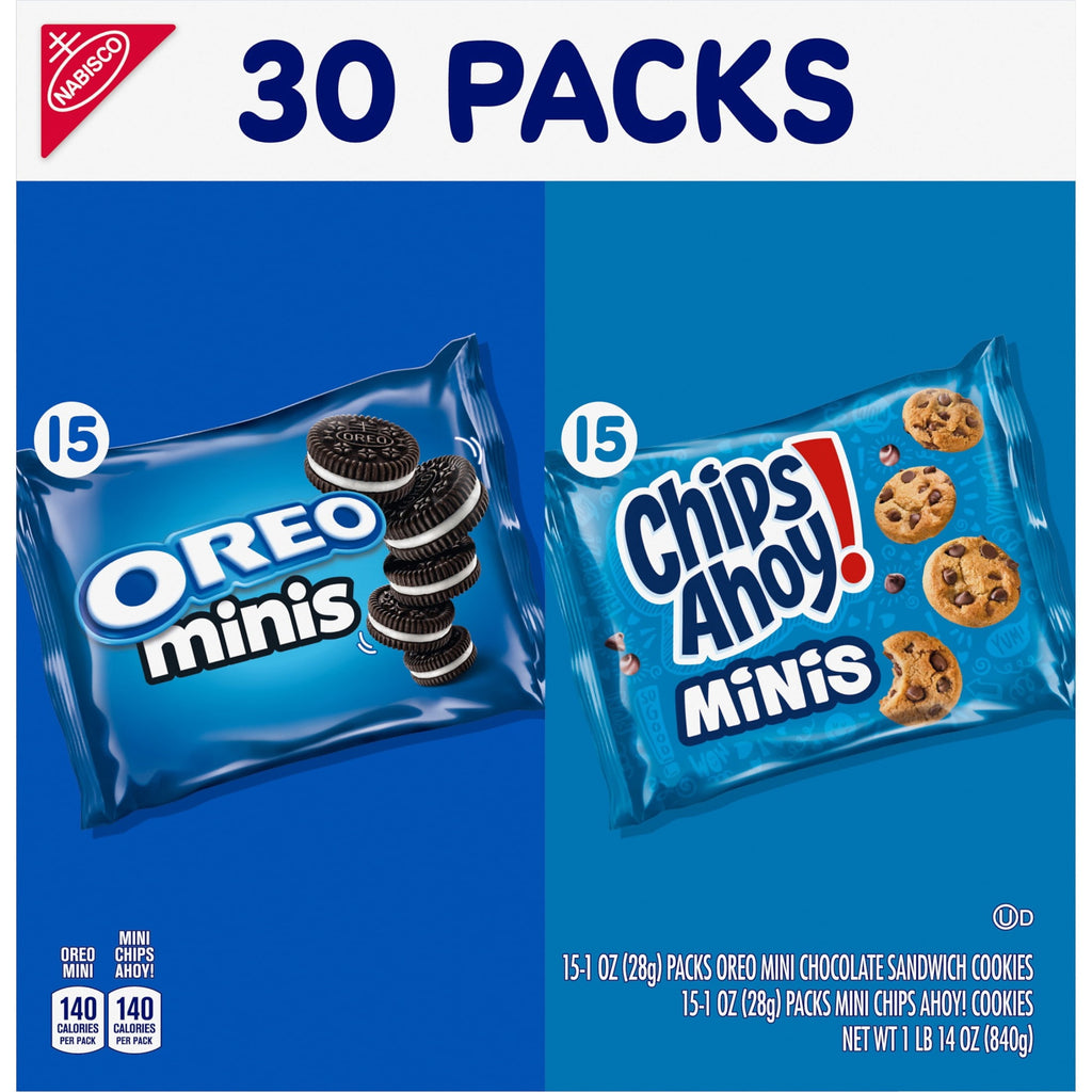 Nabisco Crowd Favorites Cookies Variety Pack, OREO Minis & CHIPS AHOY! Minis, 30 Snack Packs
