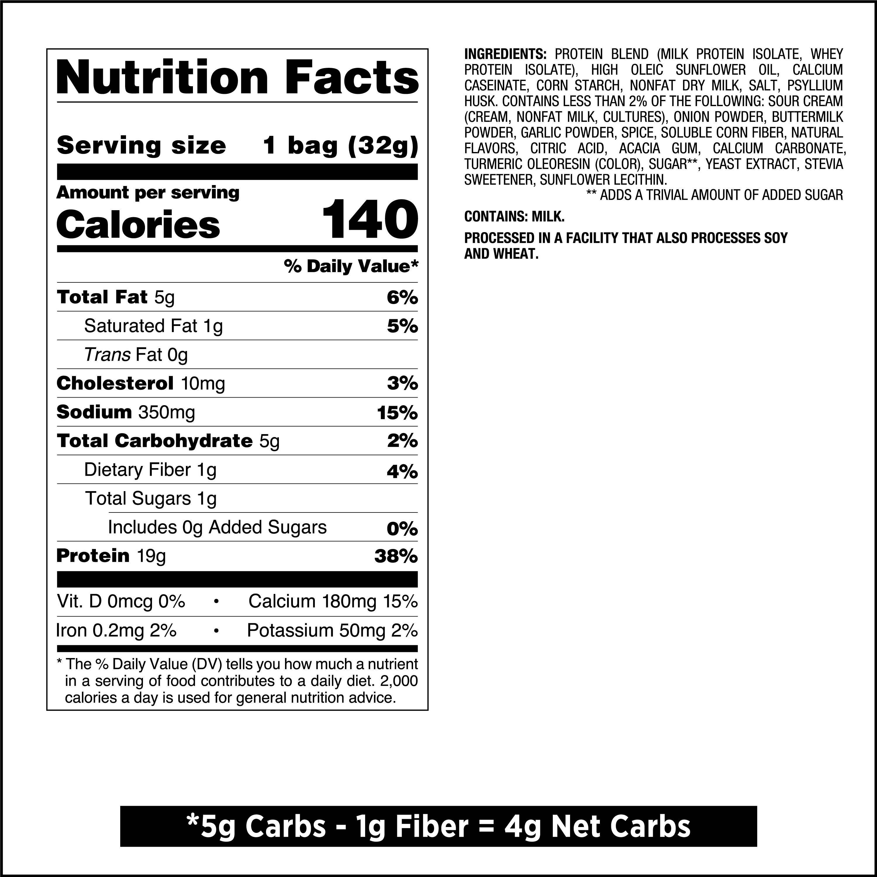 Quest Original Style Protein Chips, Sour Cream & Onion Flavor, Gluten Free, 1.1 oz Bags, 4 Count
