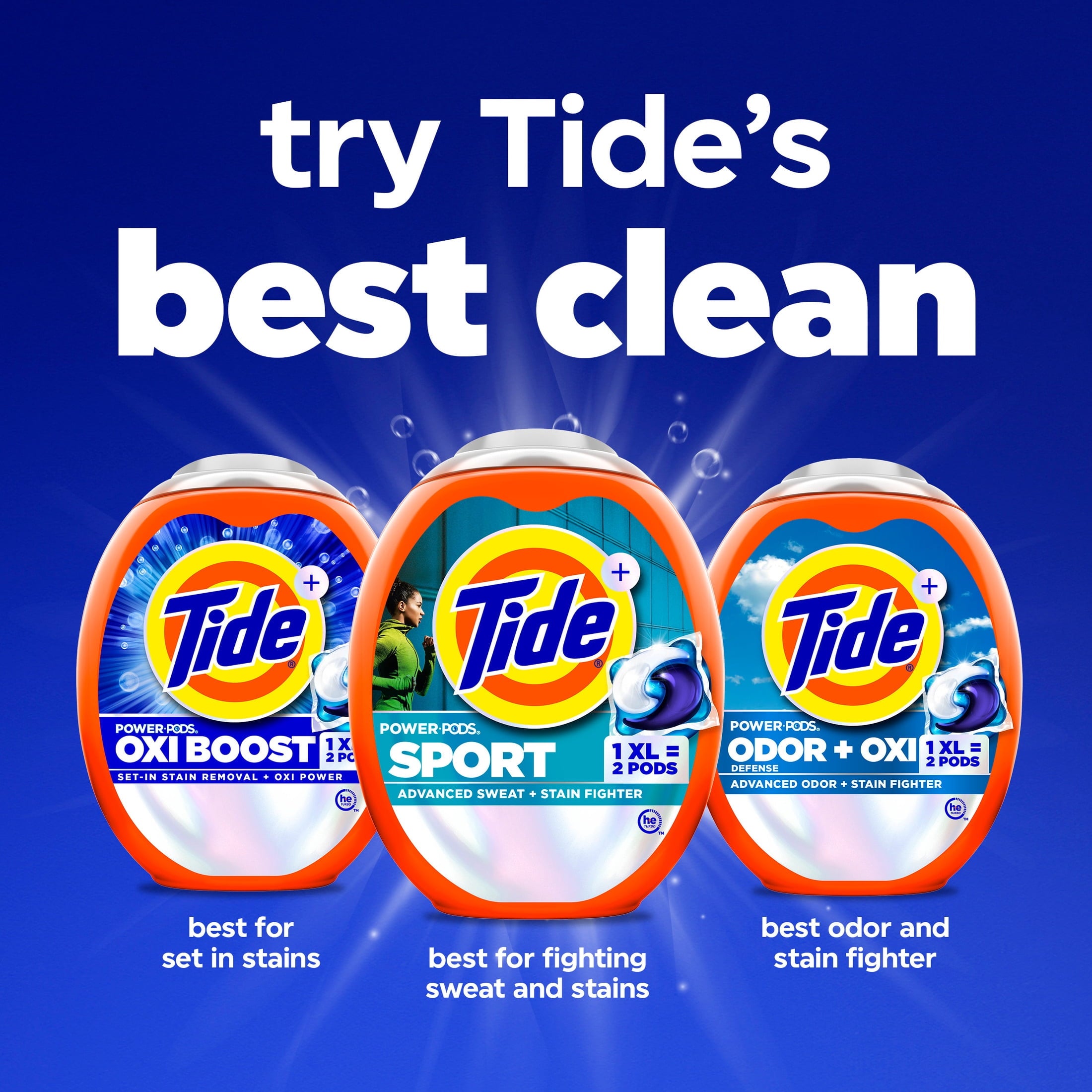Tide Power Pods Laundry Detergent Soap Packs with Febreze, Sport Odor Defense, 45 Count