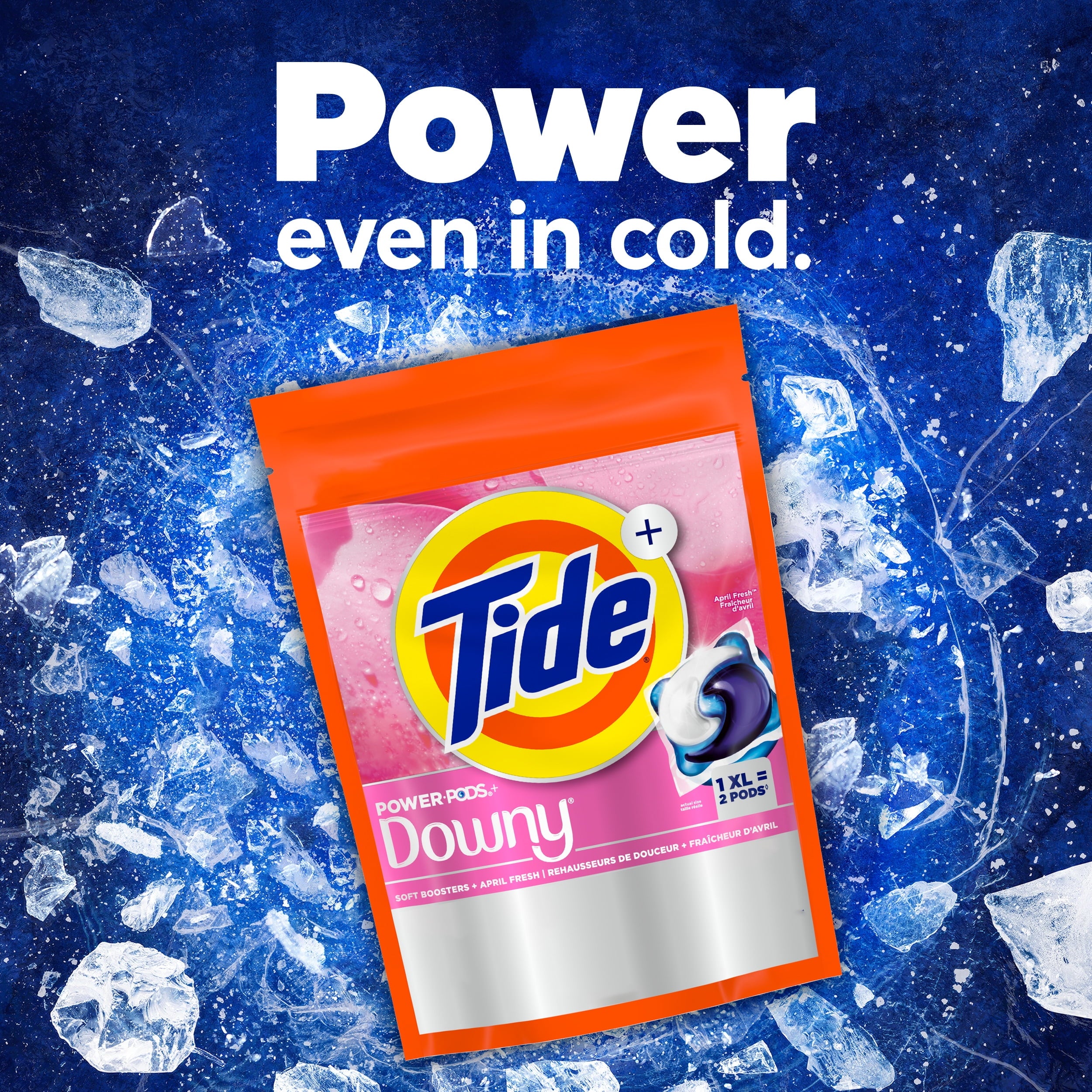 Tide Power PODS with Downy Soft Boosters Laundry Detergent Pacs, April Fresh Scent, 18 Count
