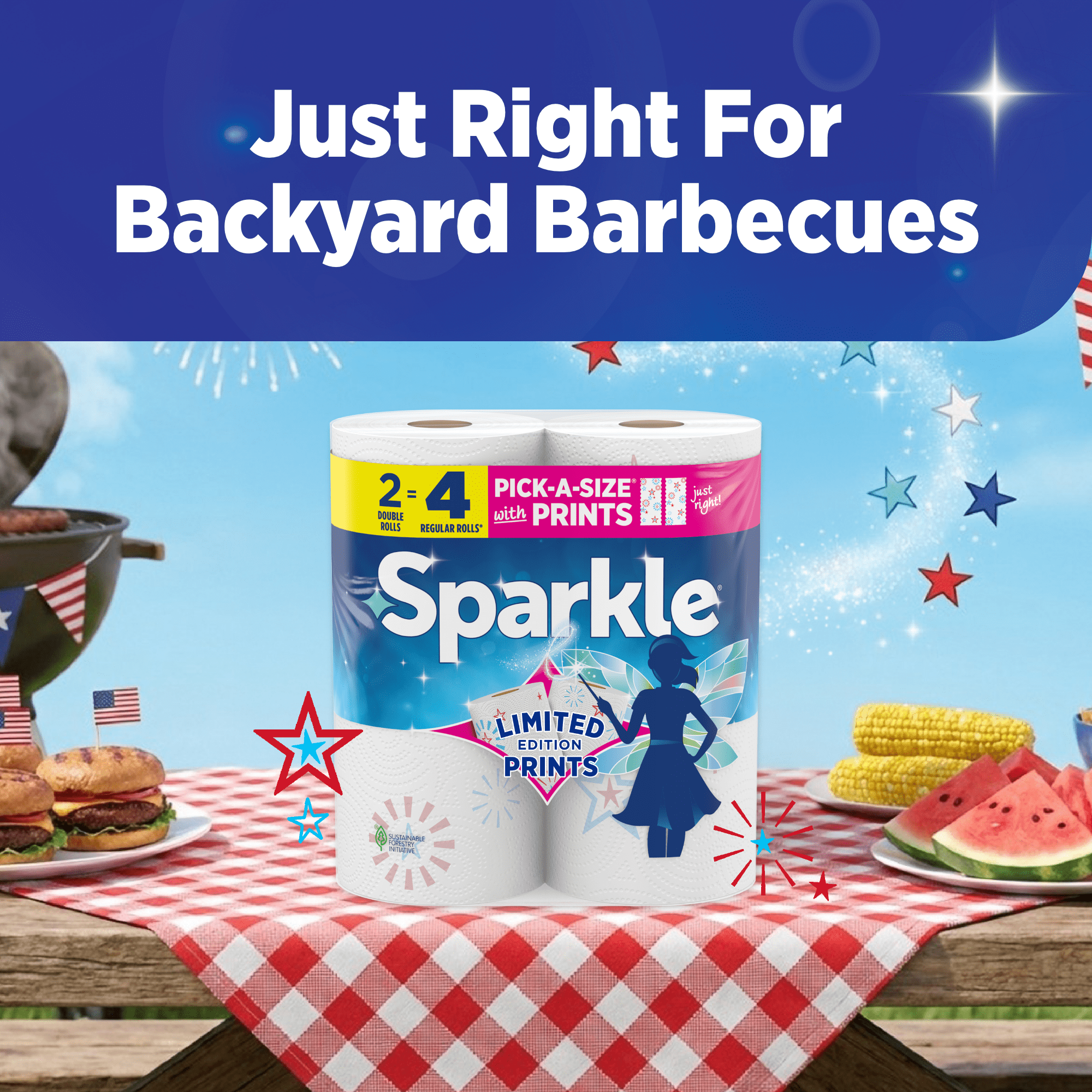 Sparkle Pick-a-Size Paper Towels, Limited Edition Summer Design, 2 Double Roll