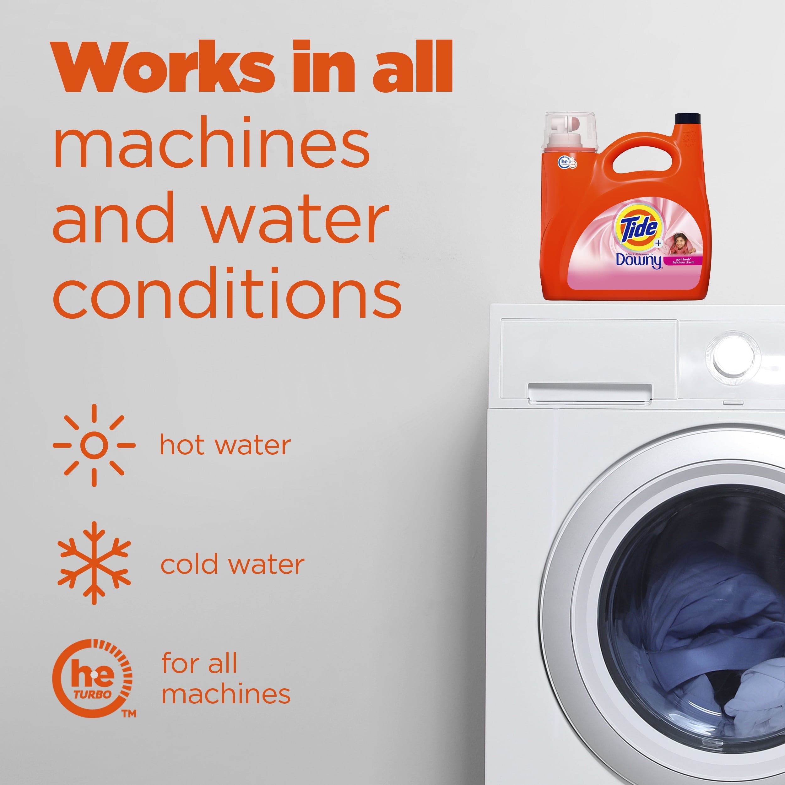 Tide Plus a Touch of Downy Liquid Laundry Detergent, April Fresh Scent, 94 Loads, 132 fl oz