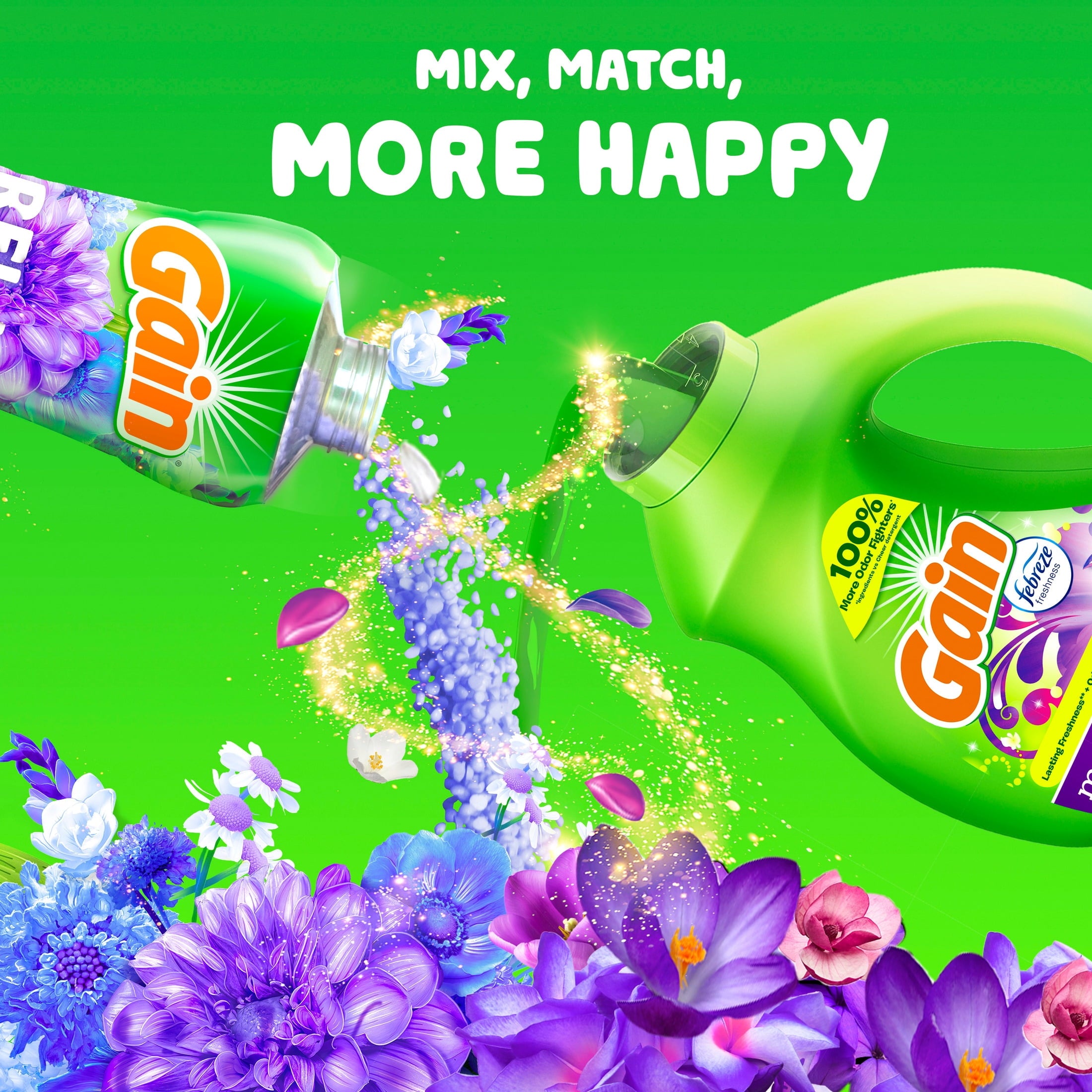 Gain Laundry Detergent Liquid with Odor Fighters, Moonlight Breeze Scent, 46 fl oz, 32 Loads