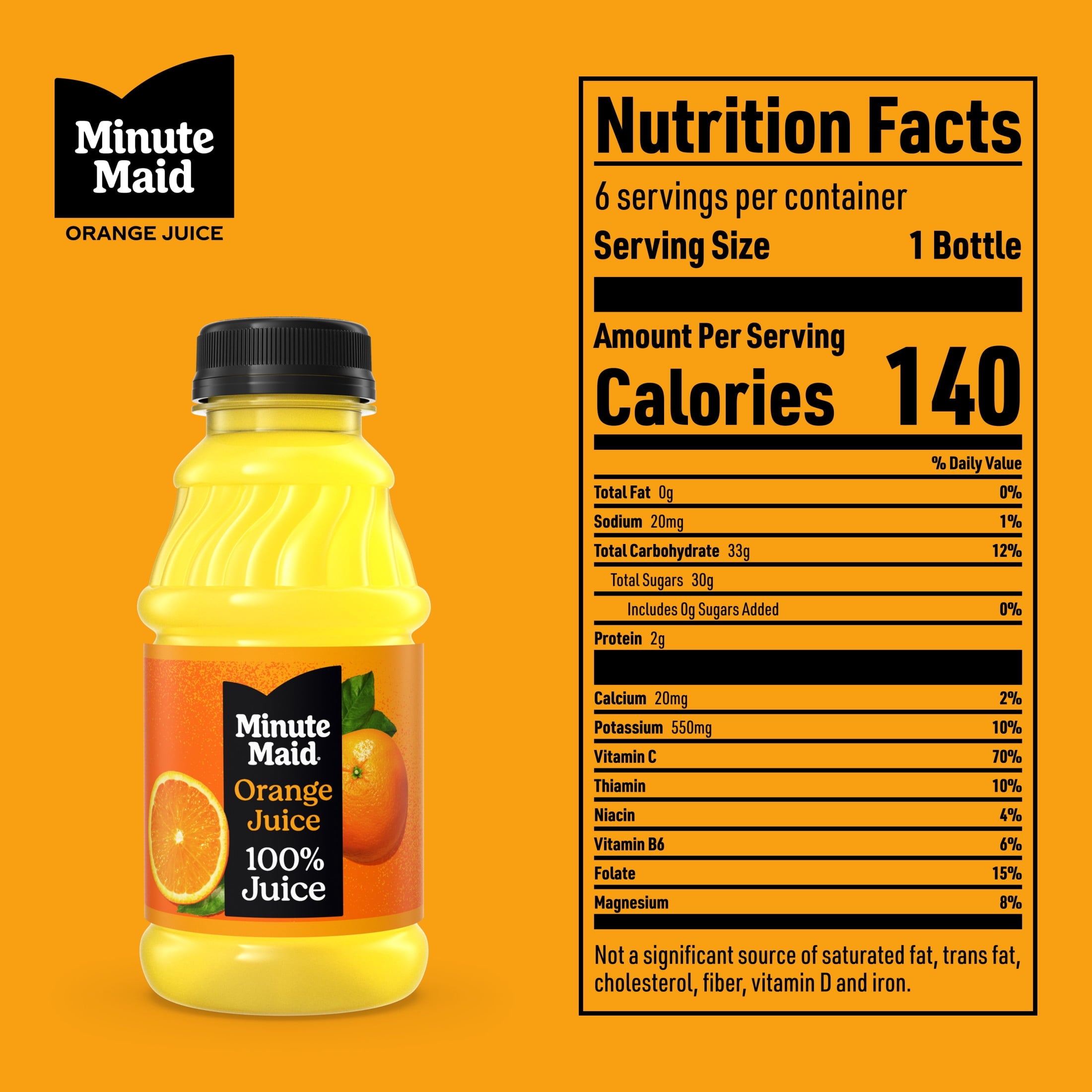 Minute Maid Orange Juice Bottles, 10 fl oz, 6 Pack