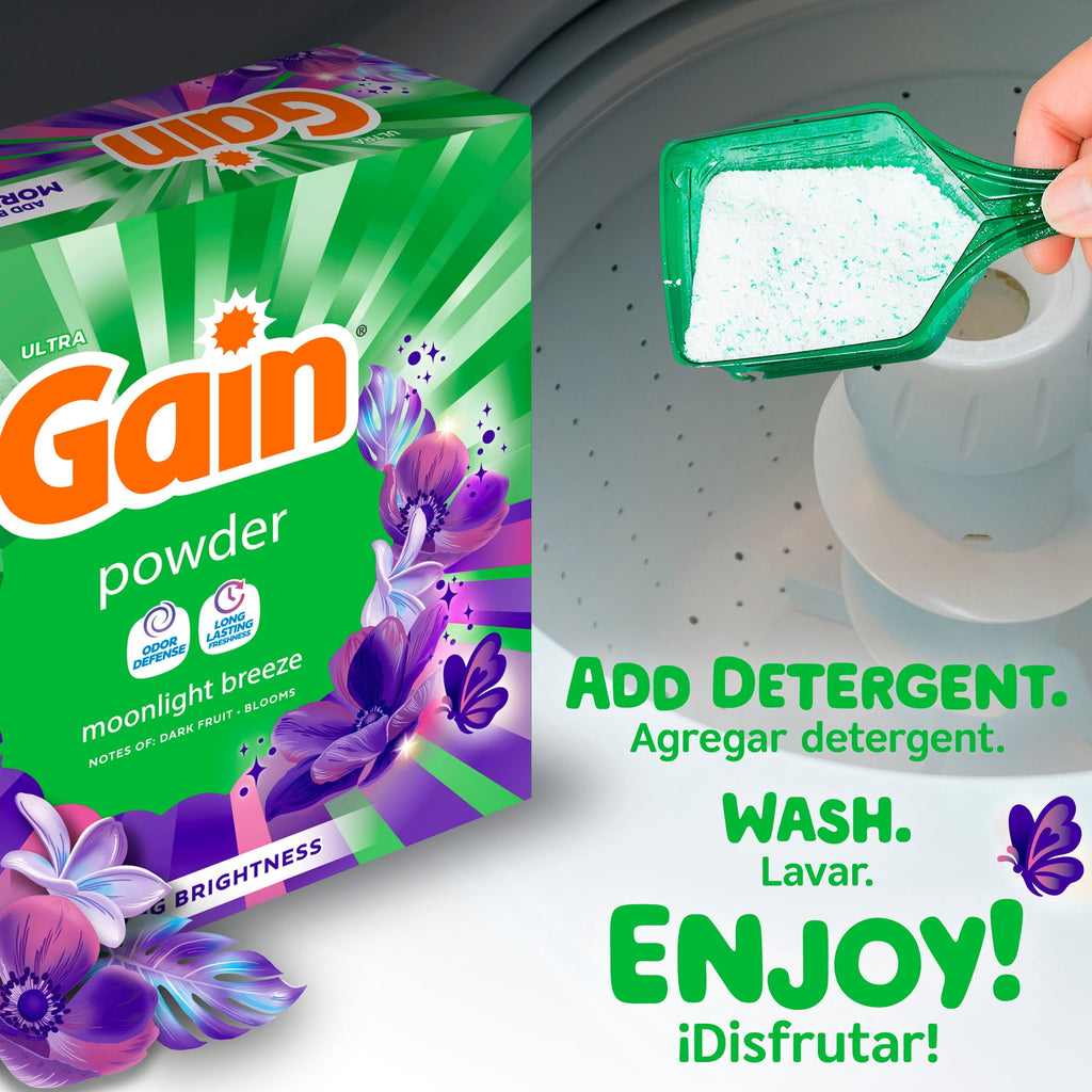 Gain Powder Laundry Detergent, Moonlight Breeze Scent, 82 oz, 89 Loads
