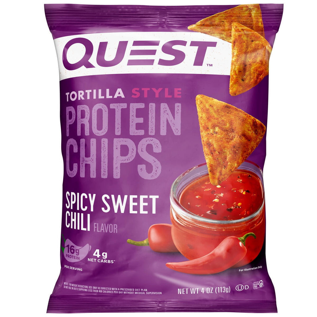 Quest Tortilla Style Protein Chips, Spicy Sweet Chili Flavor, 19g Protein, Baked, 4oz