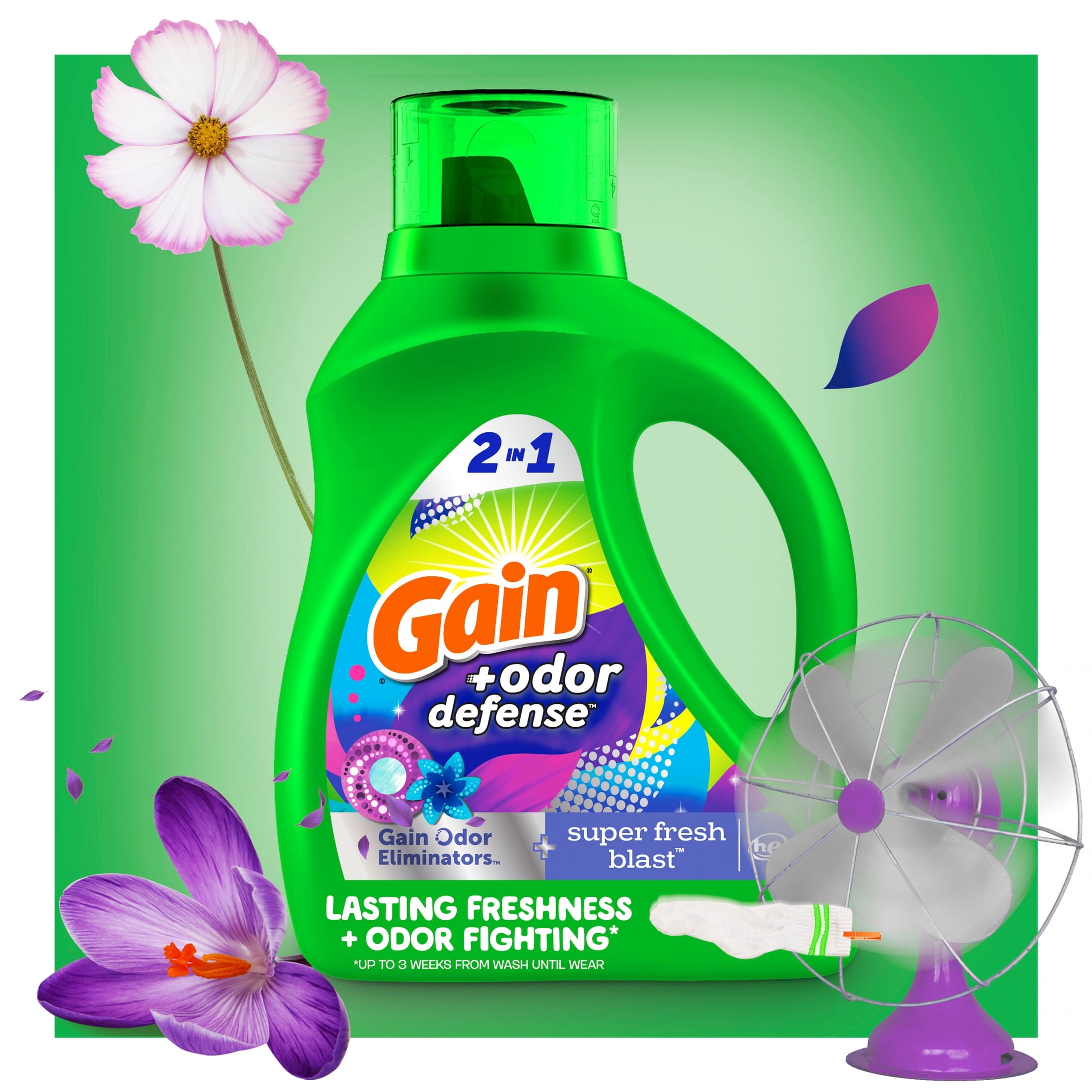 Gain Liquid Laundry Detergent Odor Defense, Super Fresh Blast Scent, 194 fl oz, 134 Loads
