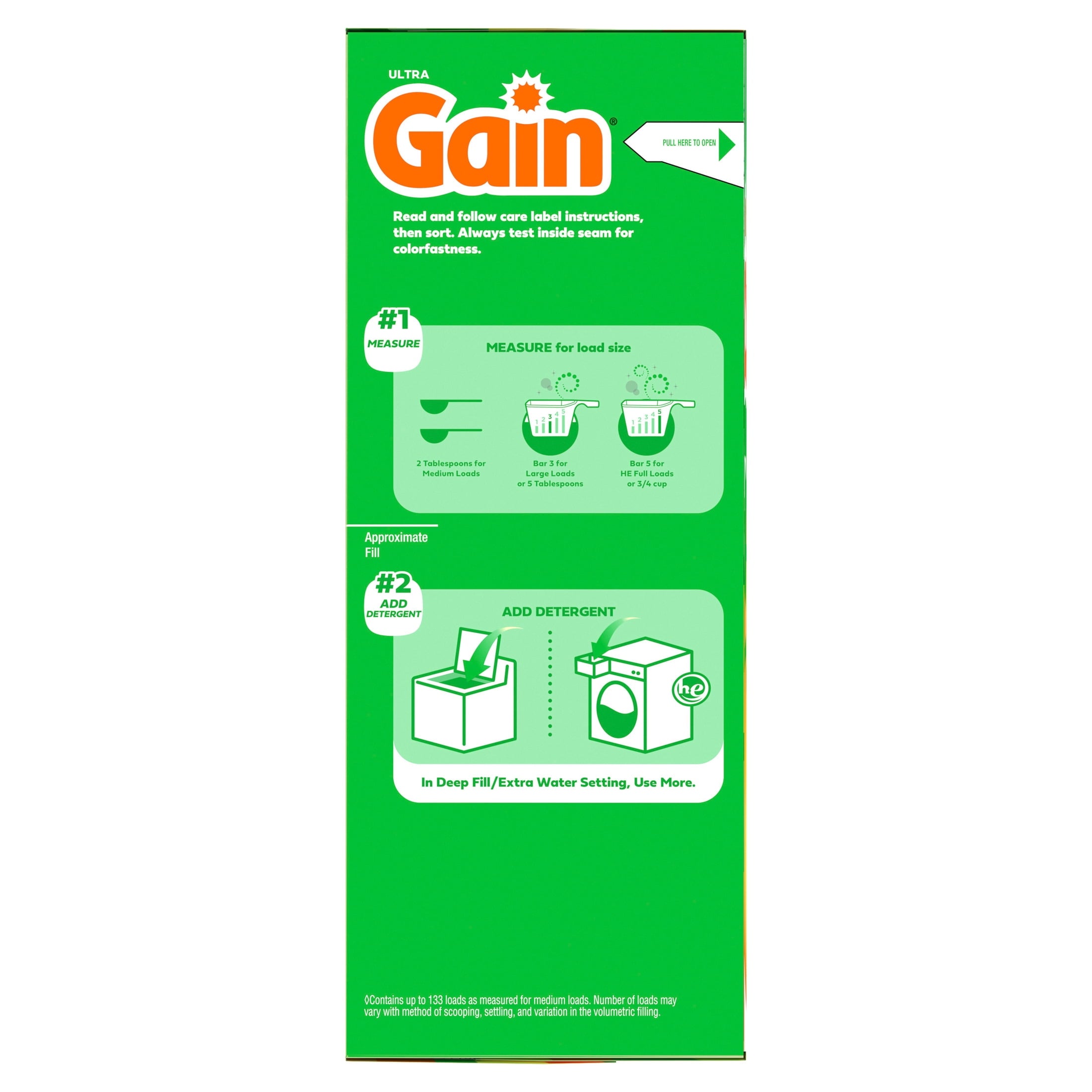 Gain Powder Laundry Detergent, Island Fresh Scent, 123 oz, 133 Loads
