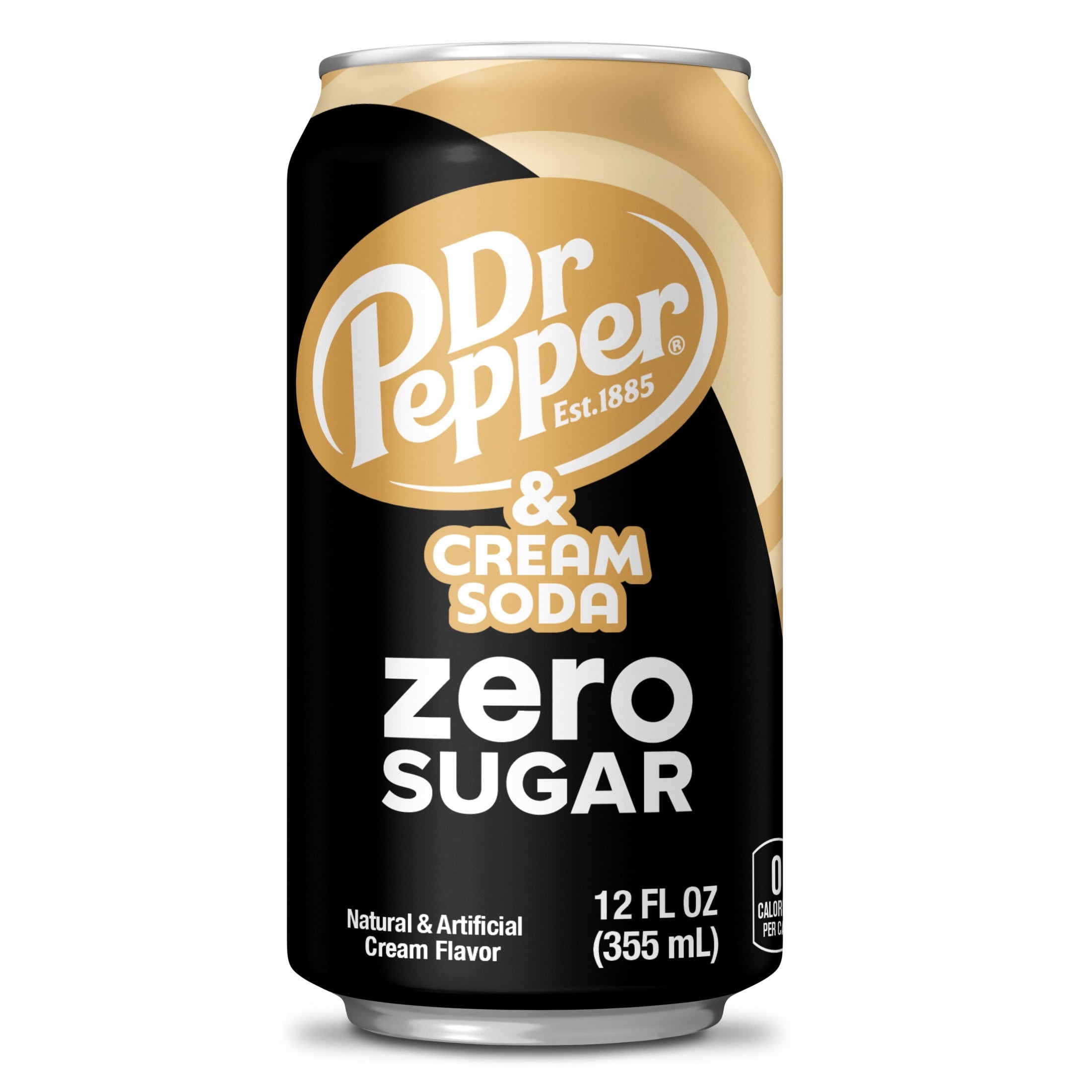 Dr Pepper & Cream Zero Sugar Soda Pop, 12 fl oz, 12 Pack Cans